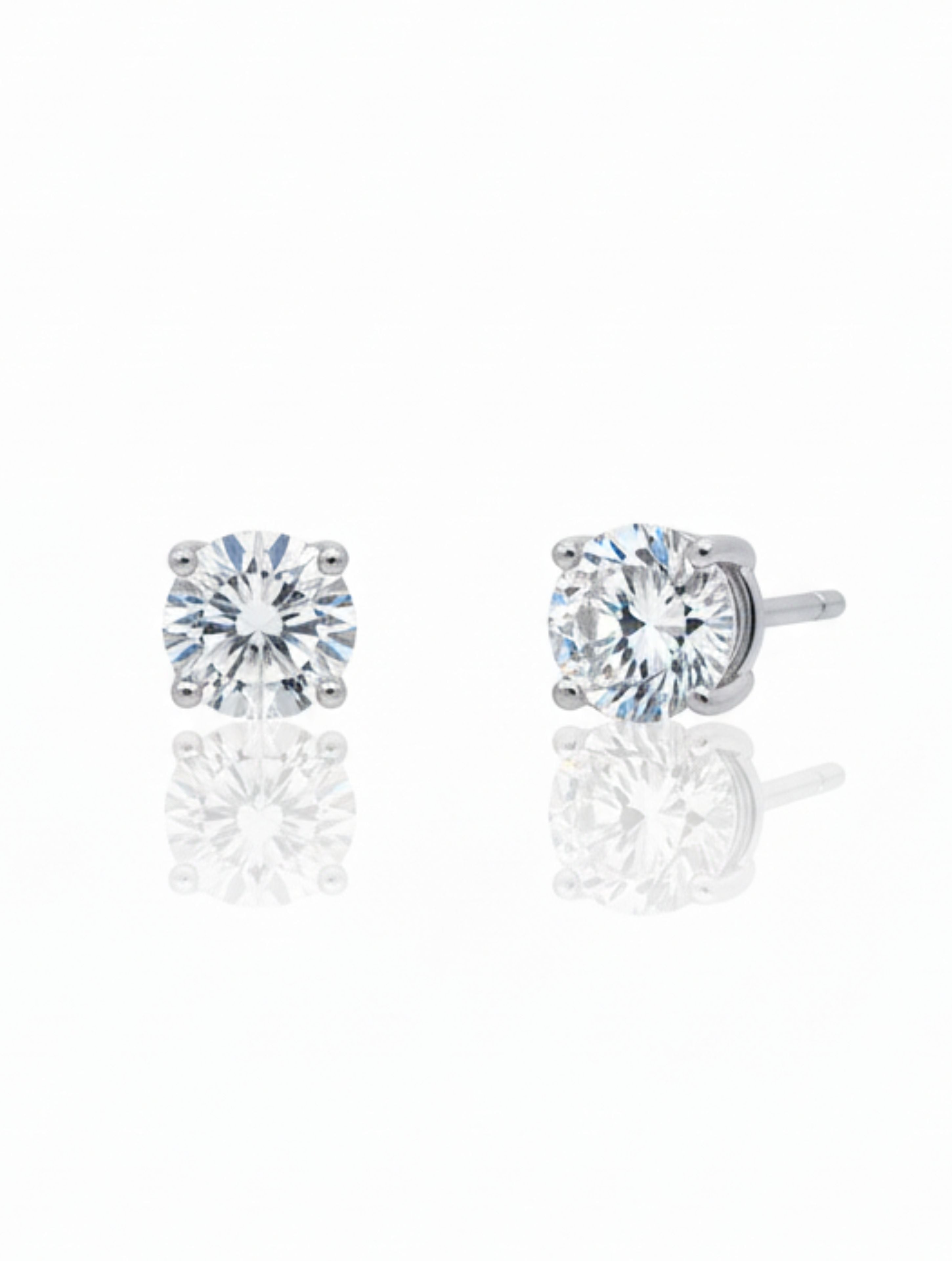 Classic Round-Cut Solitaire Pendant & Stud Earrings Set in 925 Sterling Silver