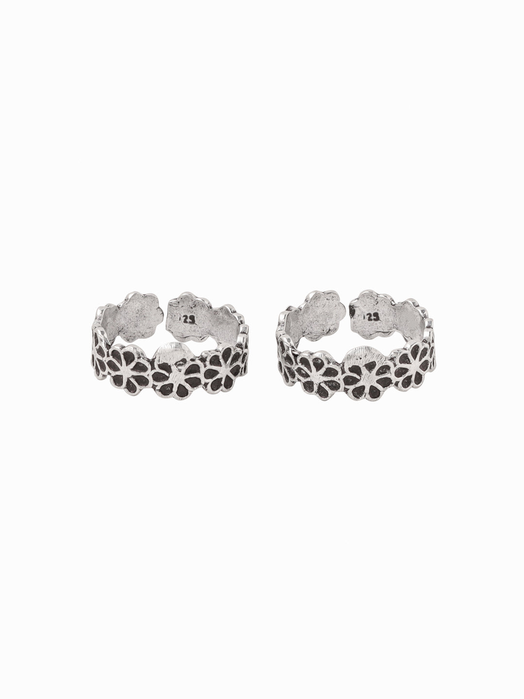 Oxidised Flower Toe Ring