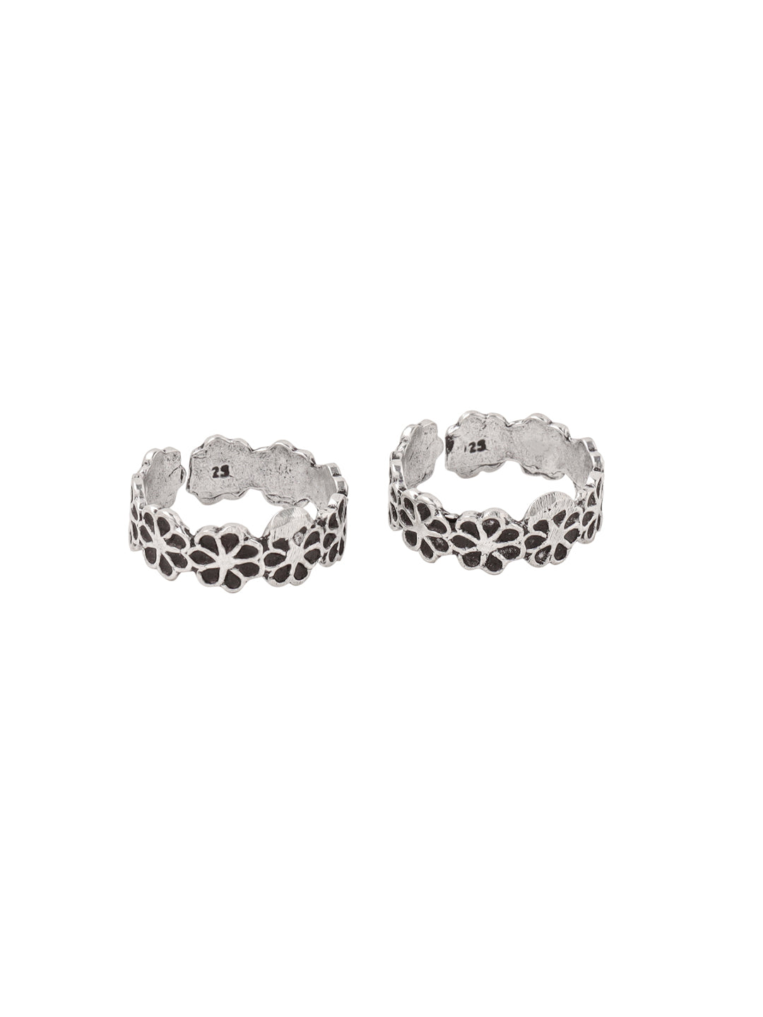Oxidised Flower Toe Ring