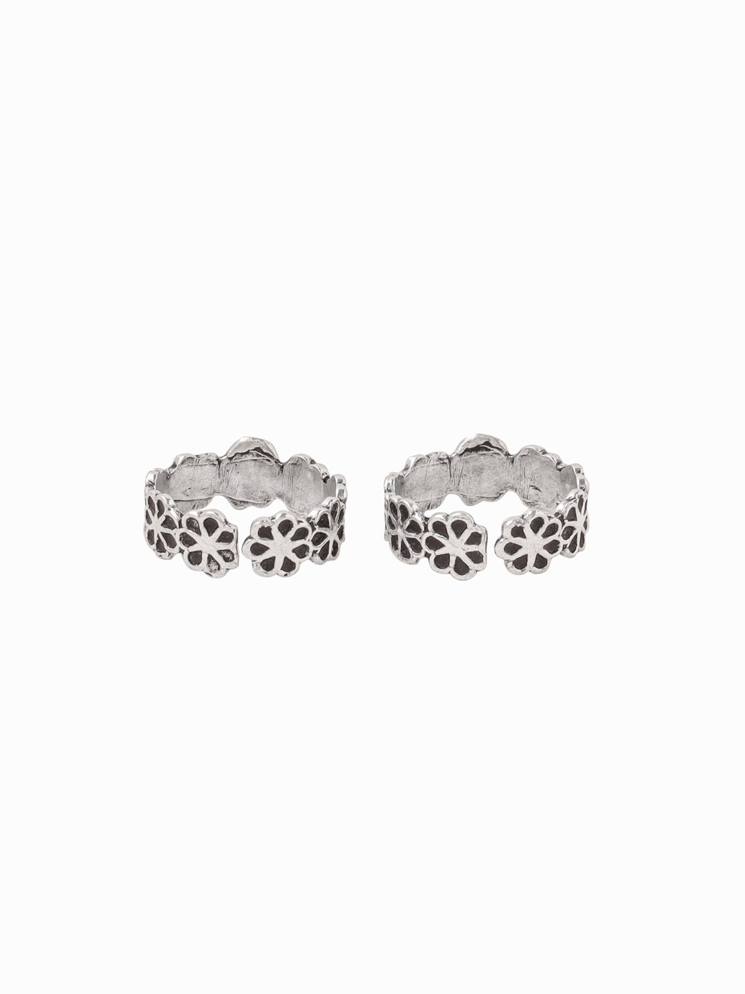 Oxidised Flower Toe Ring