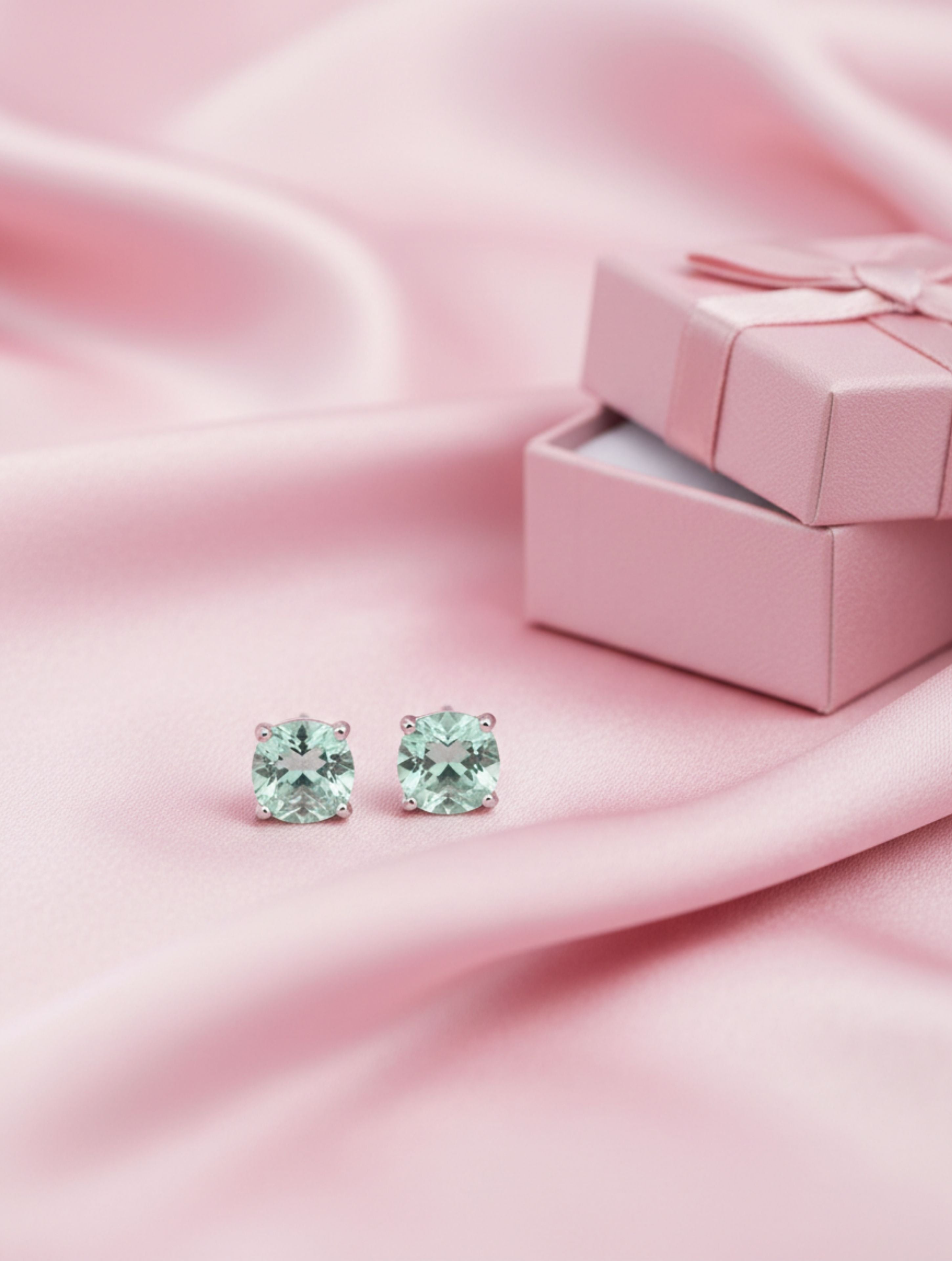 Classic Cushion-Cut Natural Aquamarine Studs in Sterling Silver