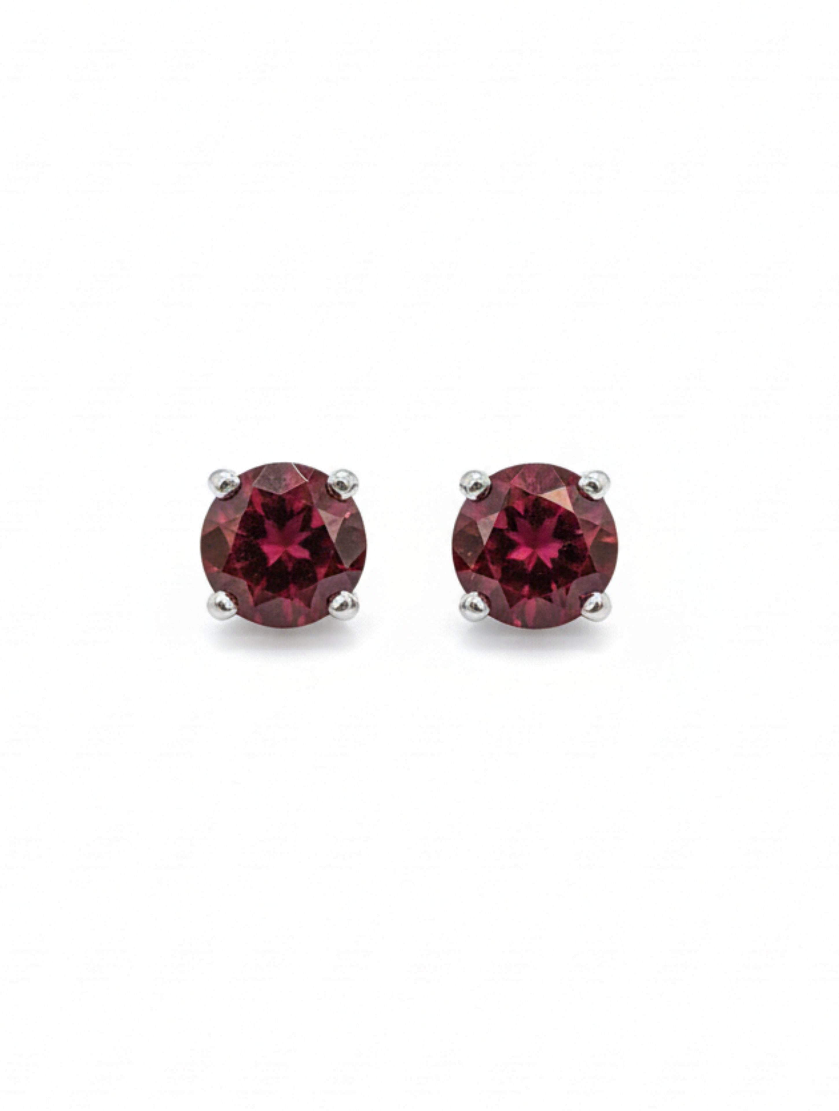 925 Sterling Silver Natural Garnet Stud Earrings