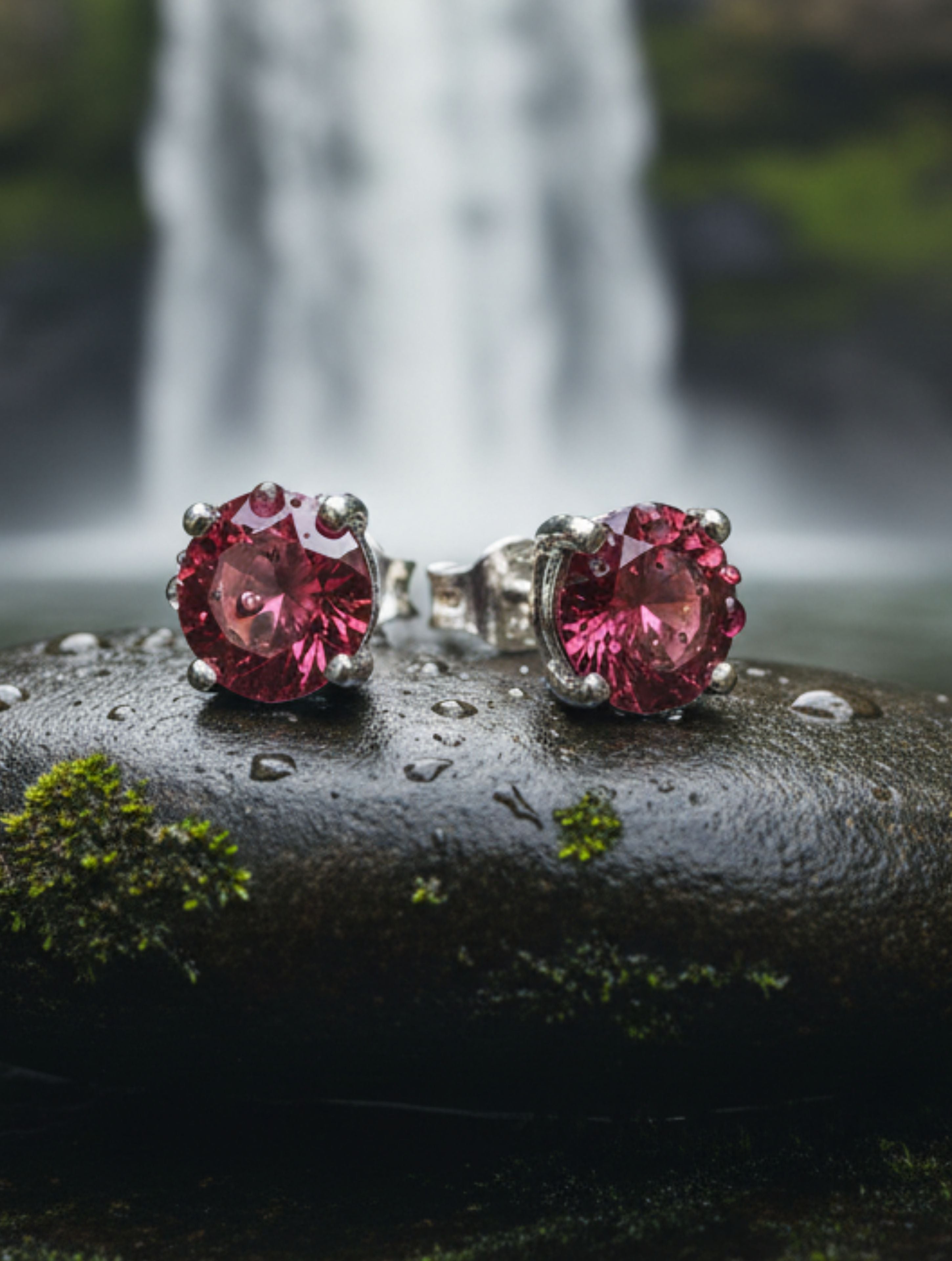 925 Sterling Silver Natural Garnet Stud Earrings