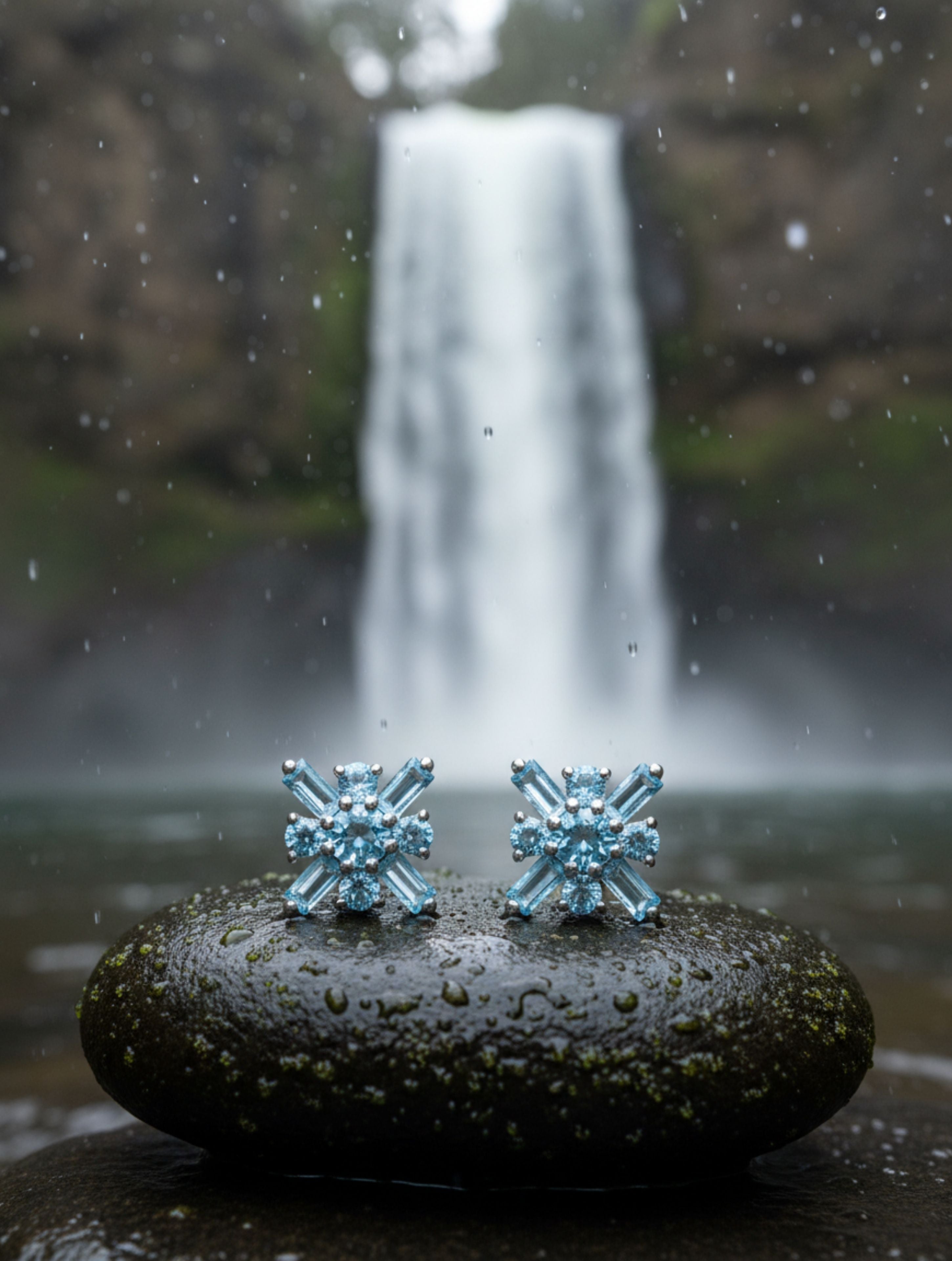 Celestial Star Blue Topaz Stud Earrings in 925 Sterling Silver