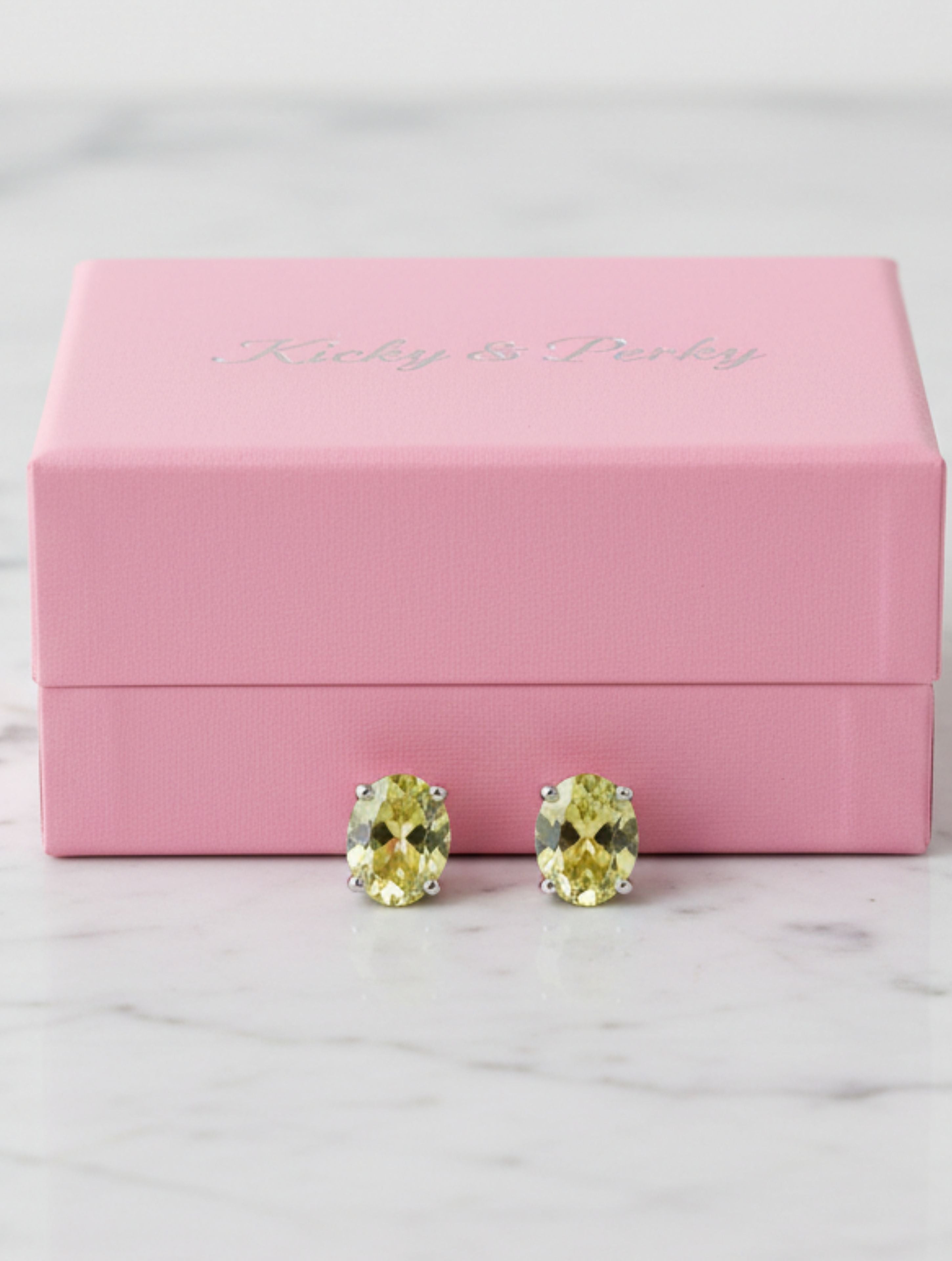 Oval Lemon Topaz Stud Solitaire Earrings in 925 Sterling Silver