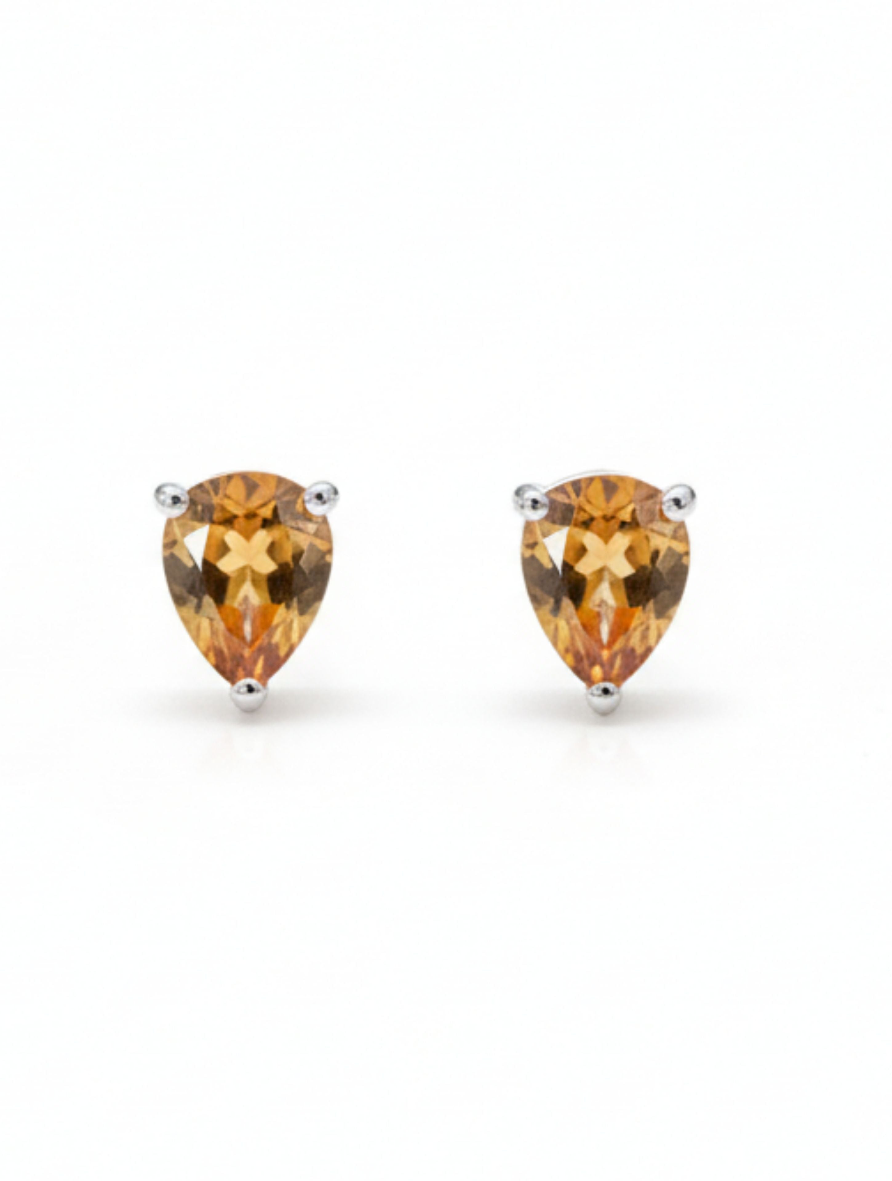 Pear-Cut Natural Citrine Stud Earrings in 925 Sterling Silver