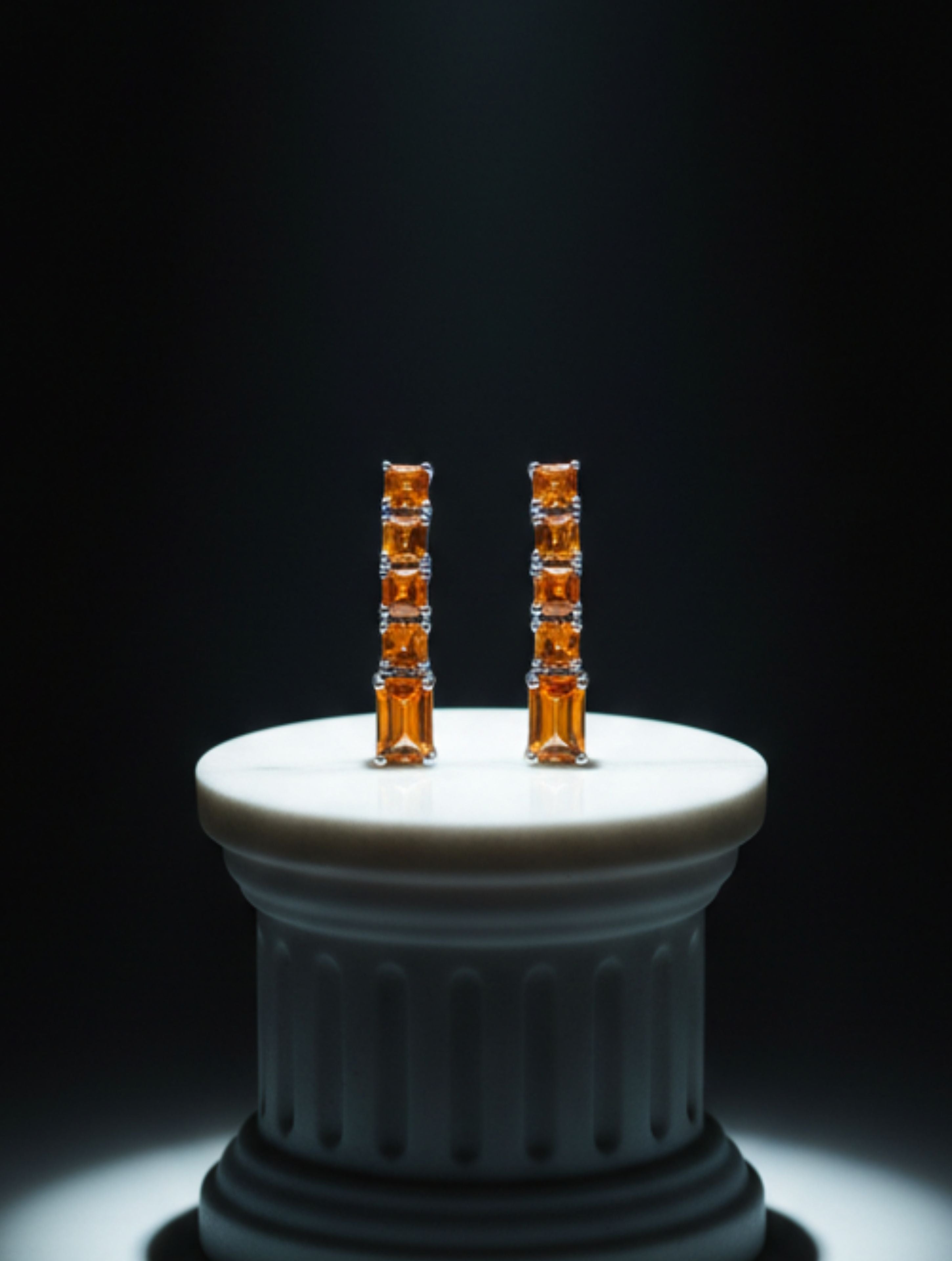 Rhodium Citrine Linear Pietra 925 Sterling Silver Earrings For Women