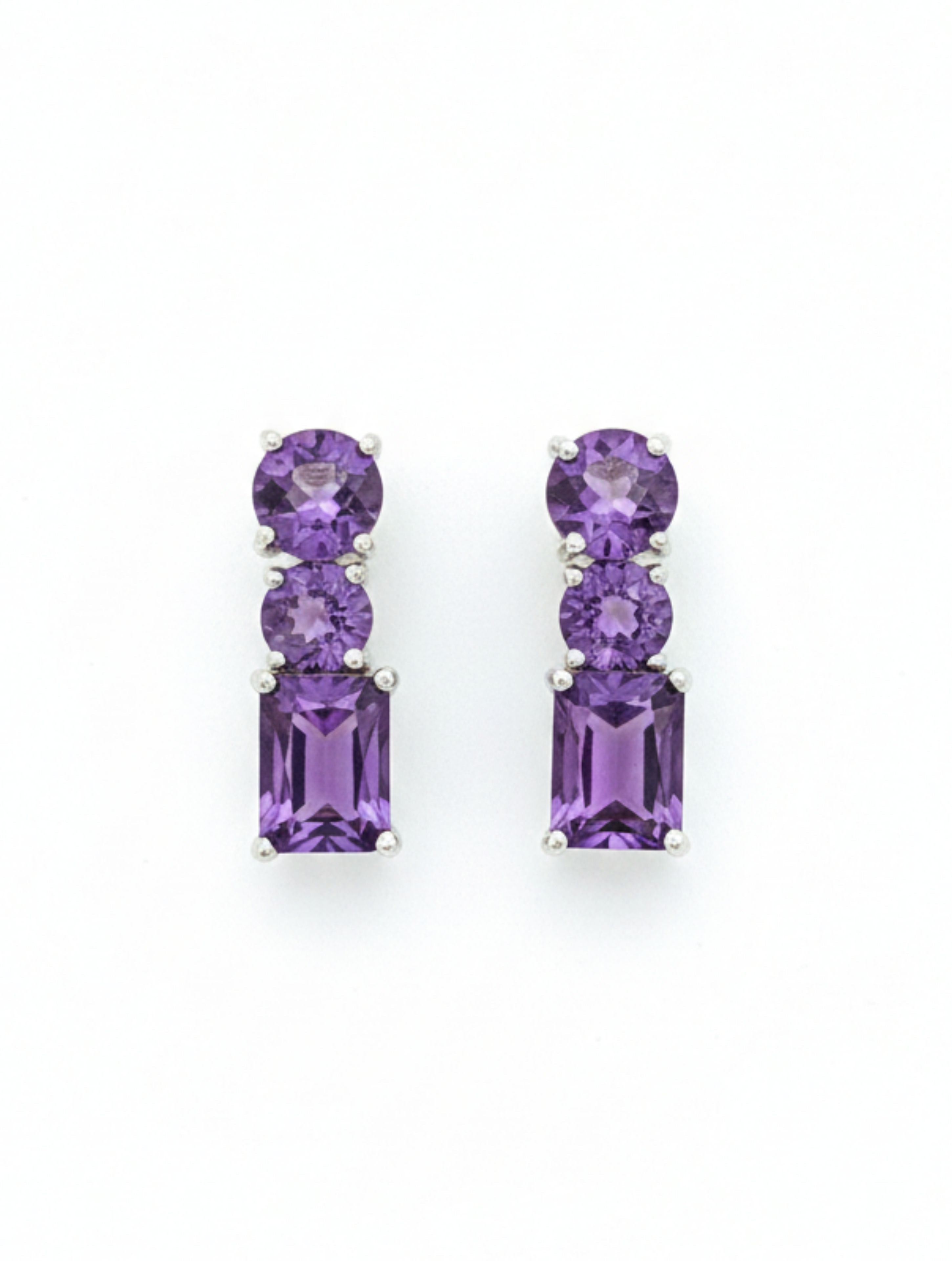 Natural Amethyst Drop Earrings in 925 Sterling Silver