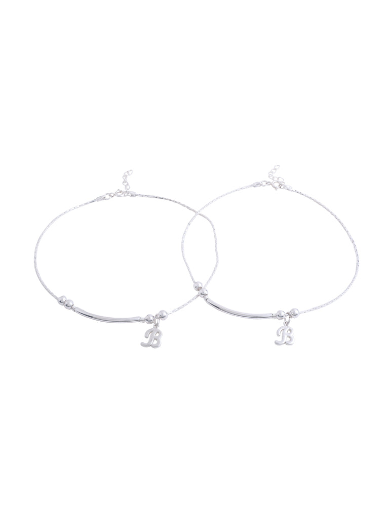 Silver Initial Sparkle Anklet - Kicky & Perky