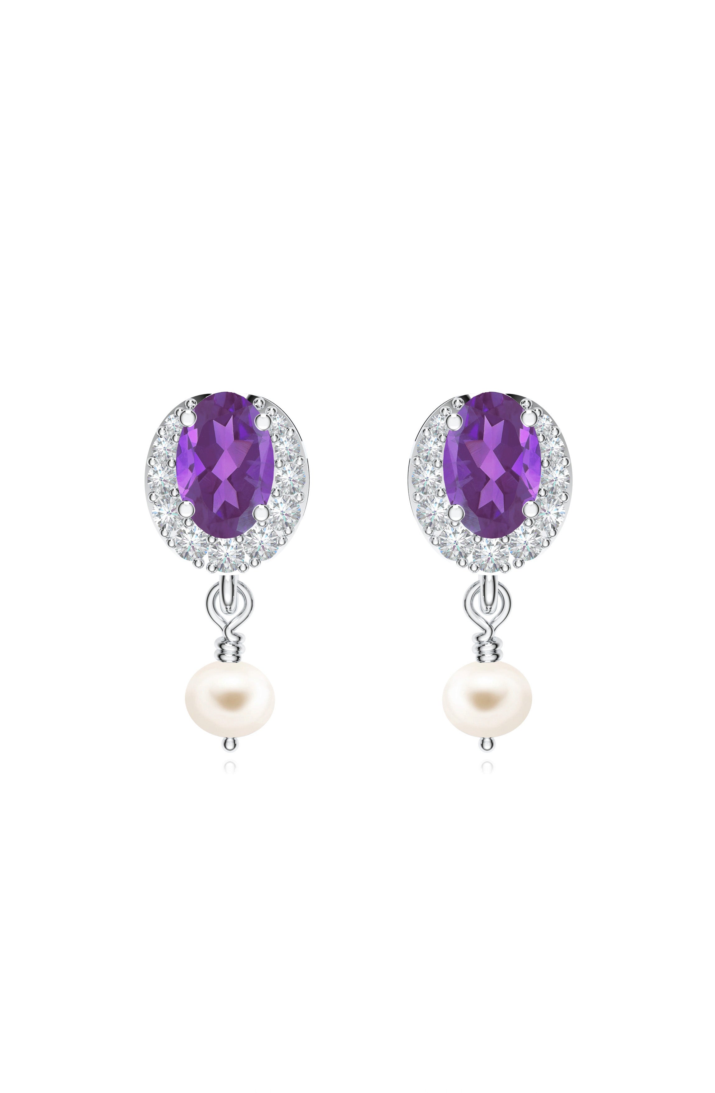 Amethyst 925 Sterling Silver Earrings For Women