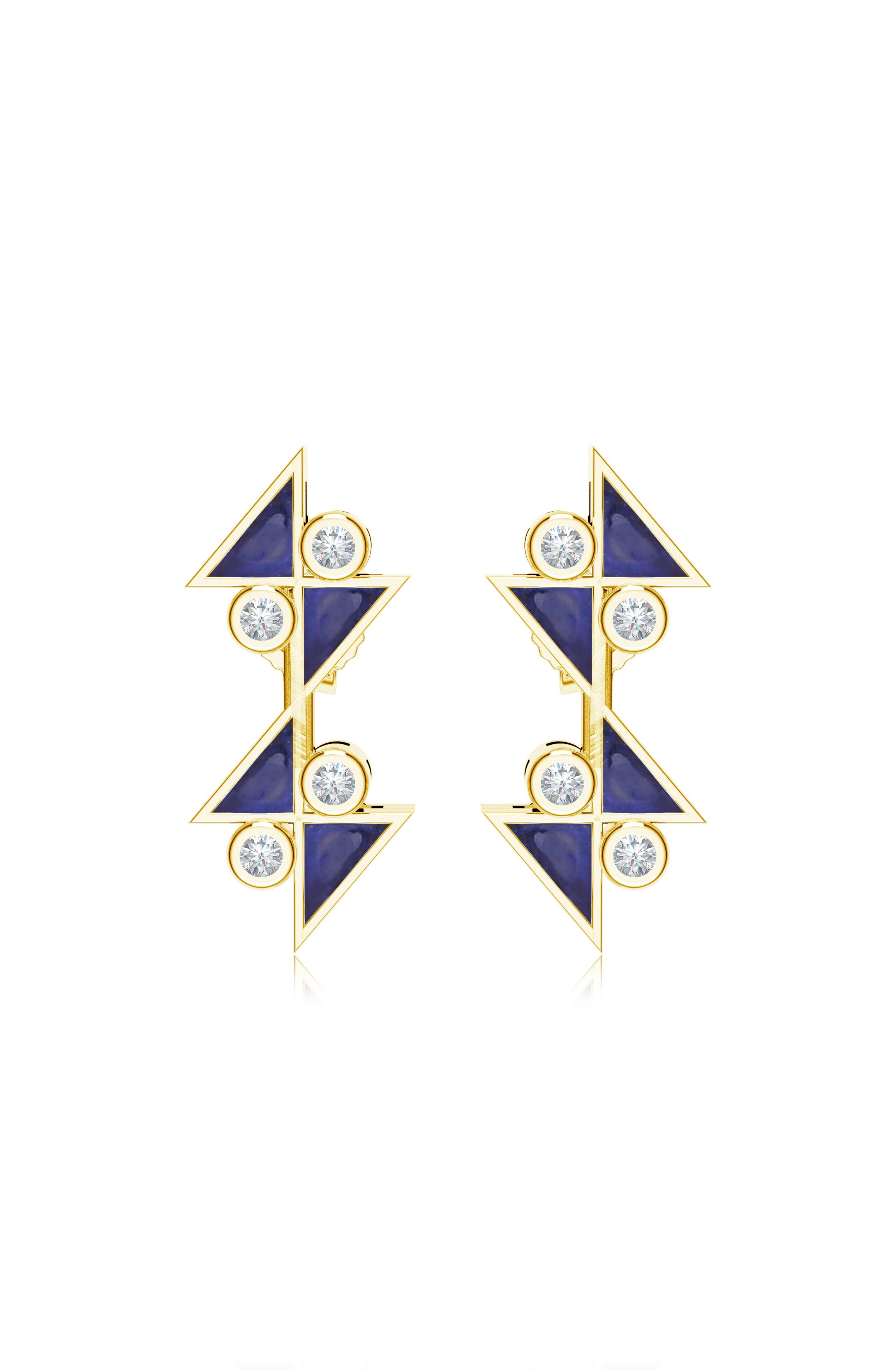 Midnight Blue Zig-Zag Stud Earrings – Gold Plated 925 Sterling Silver