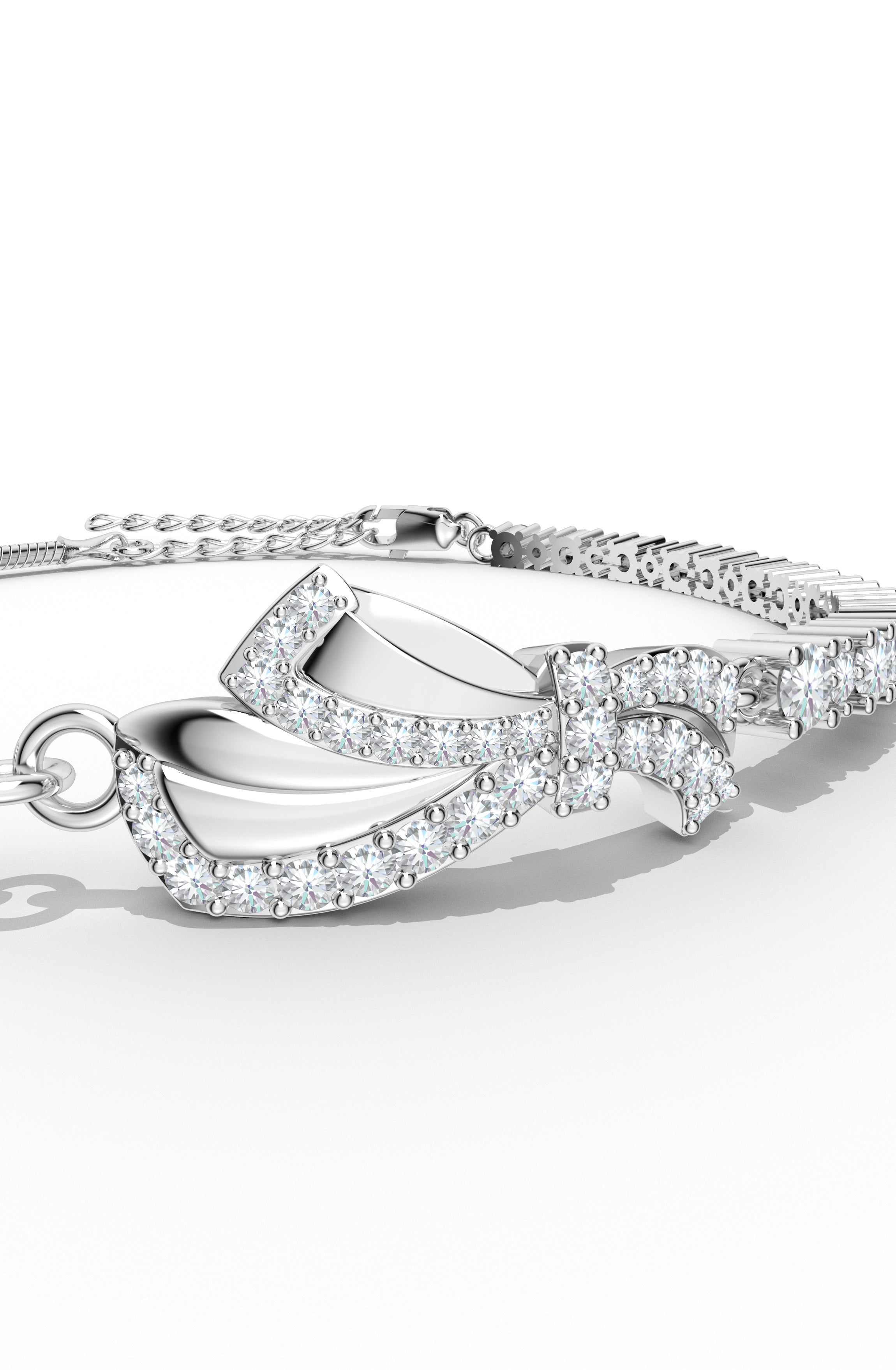 Moissanite Ribbons of Light Tennis 925 Sterling Silver Bracelet For Women