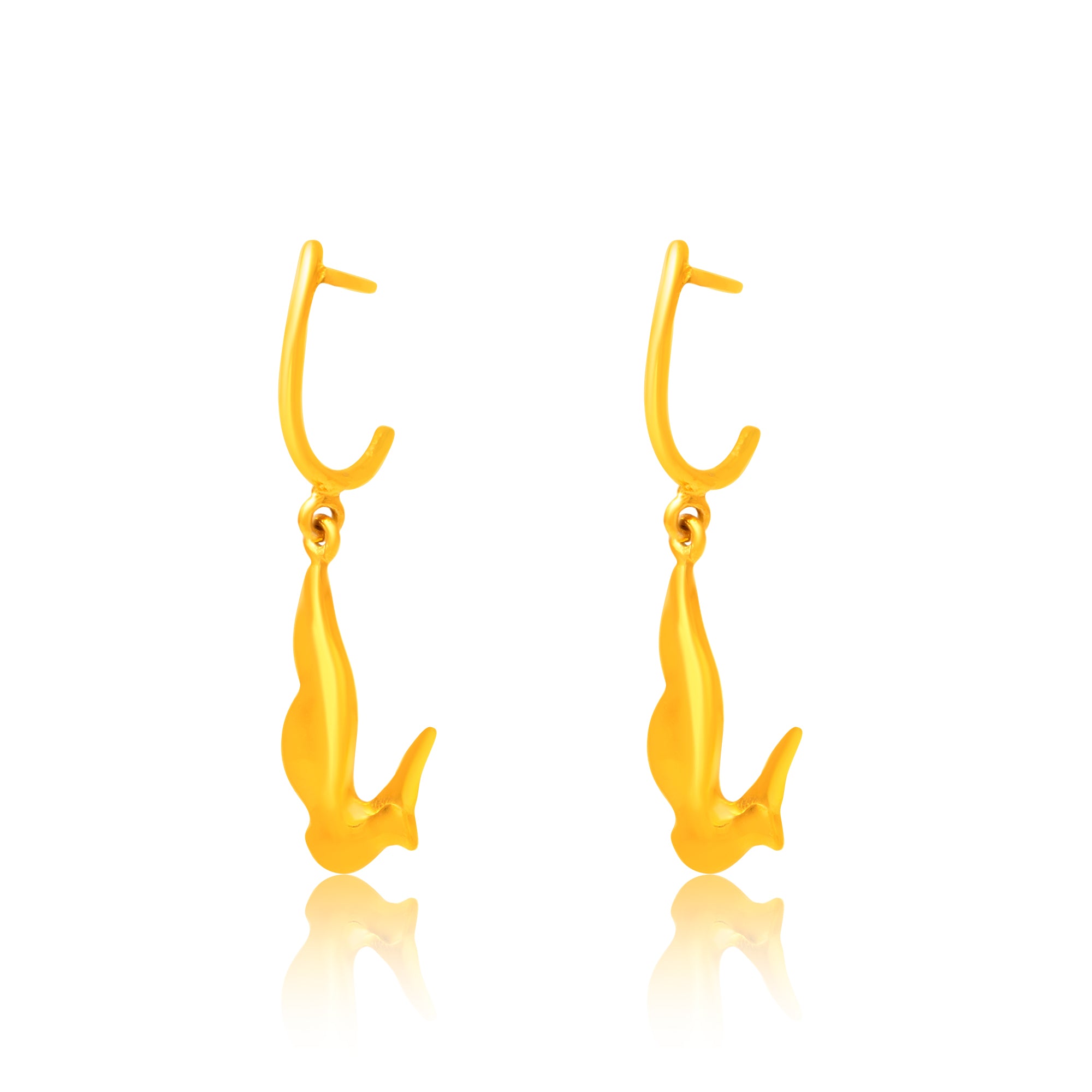 24K Gold-Plated Feather Earrings - Kicky & Perky