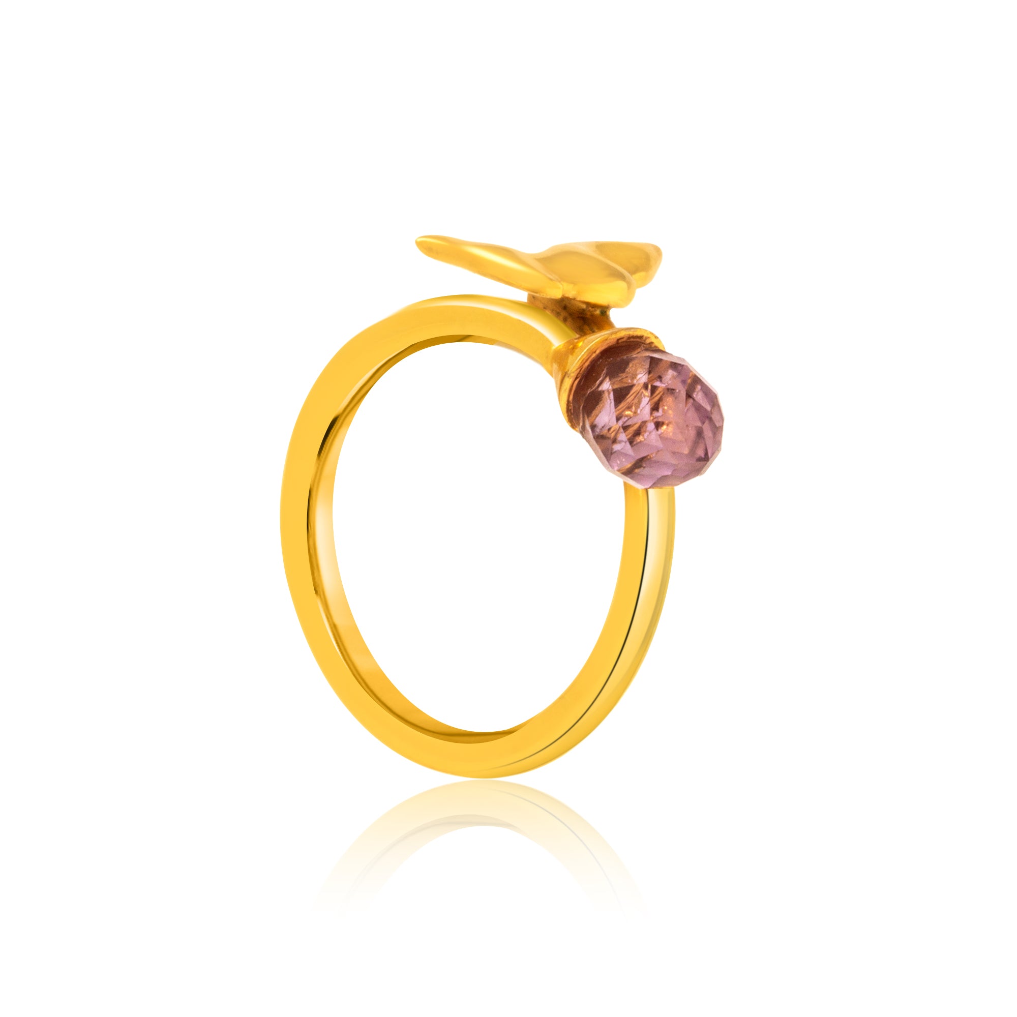 24K Gold-Plated Bird Ring - Kicky & Perky