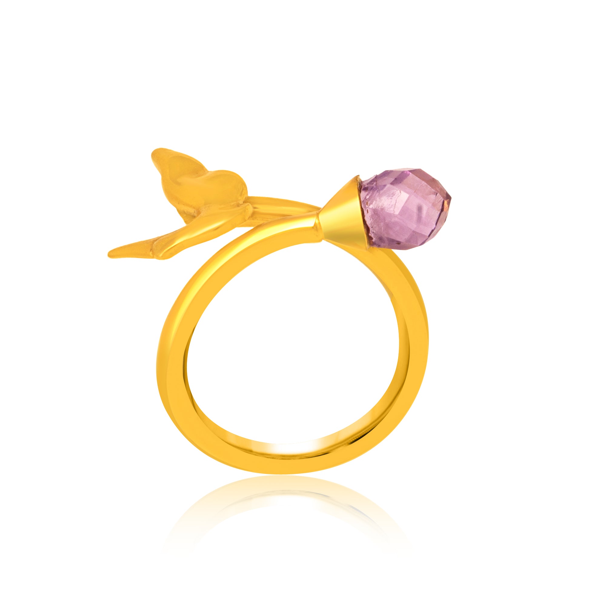 24K Gold-Plated Bird Ring - Kicky & Perky