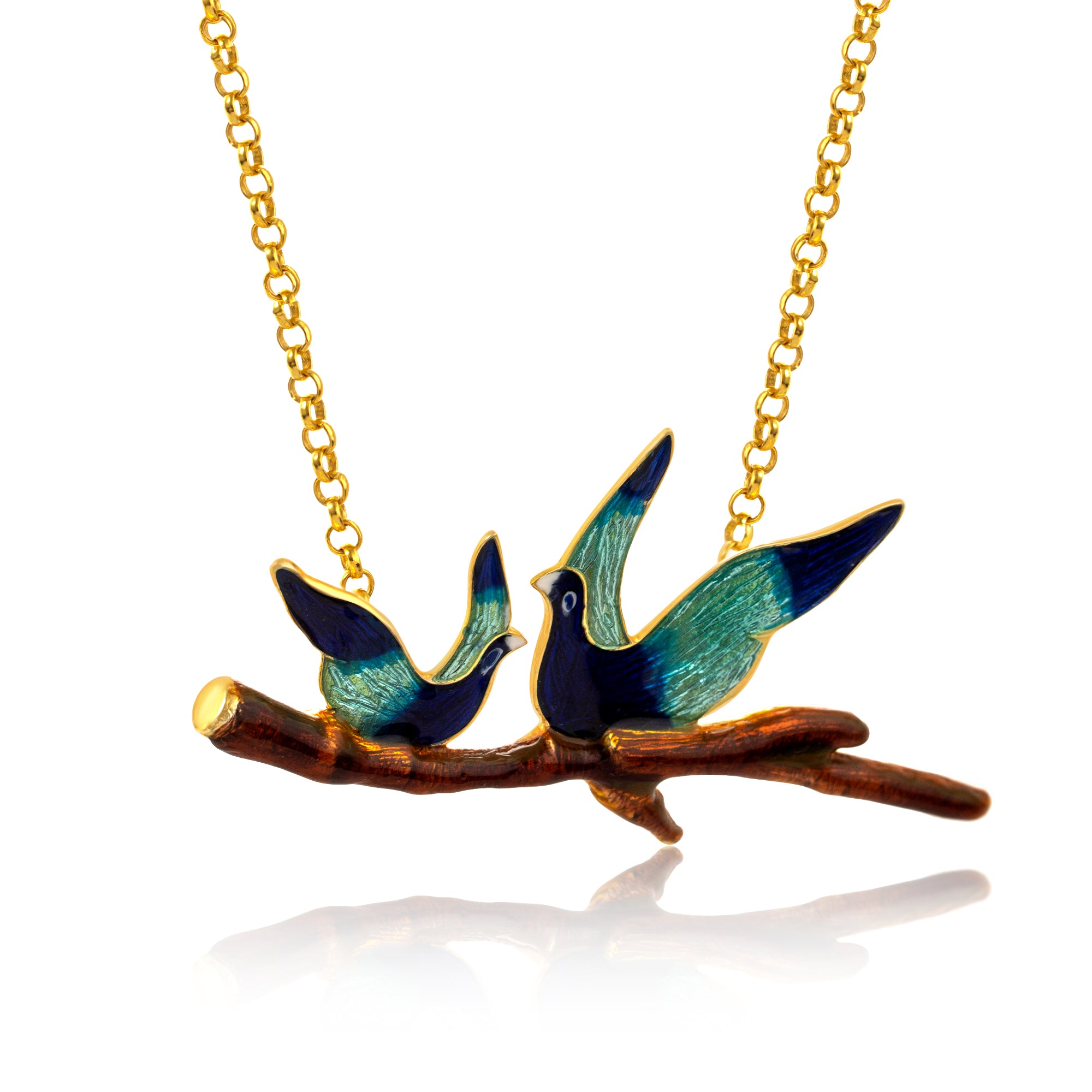 24K Gold-Plated Bird Pendant Multi Colour - Kicky & Perky