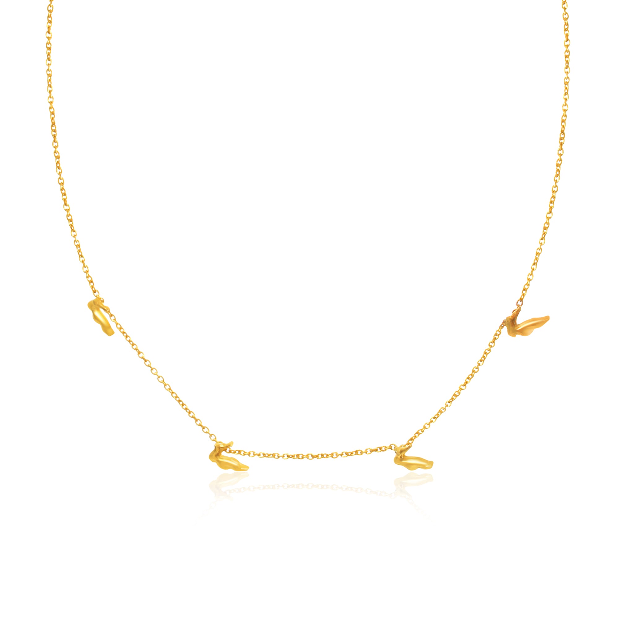 24K Gold-Plated Feather and Bird Pendant Necklace - Kicky & Perky