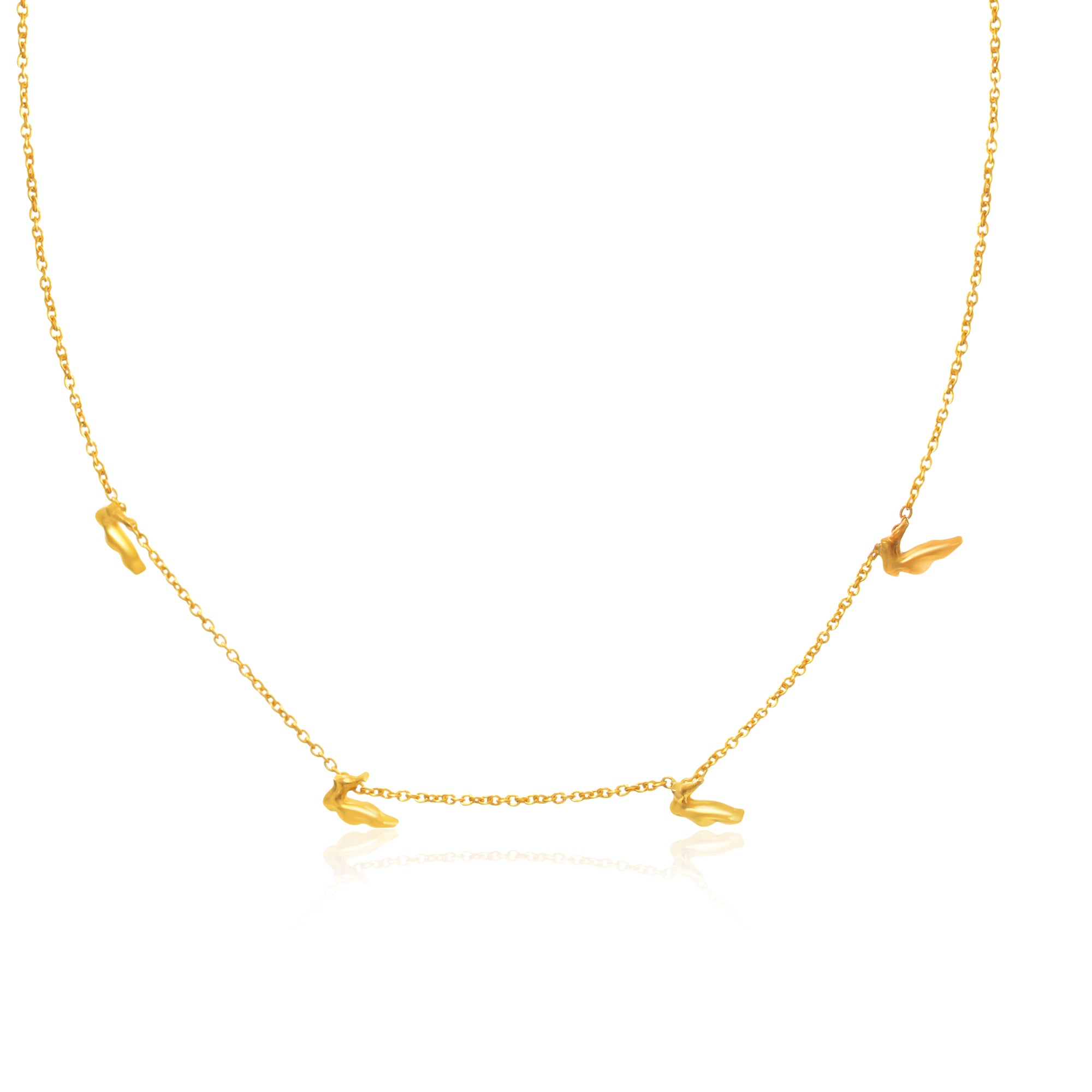 24K Gold-Plated Feather and Bird Pendant Necklace - Kicky & Perky