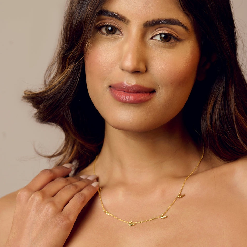 24K Gold-Plated Feather and Bird Pendant Necklace - Kicky & Perky