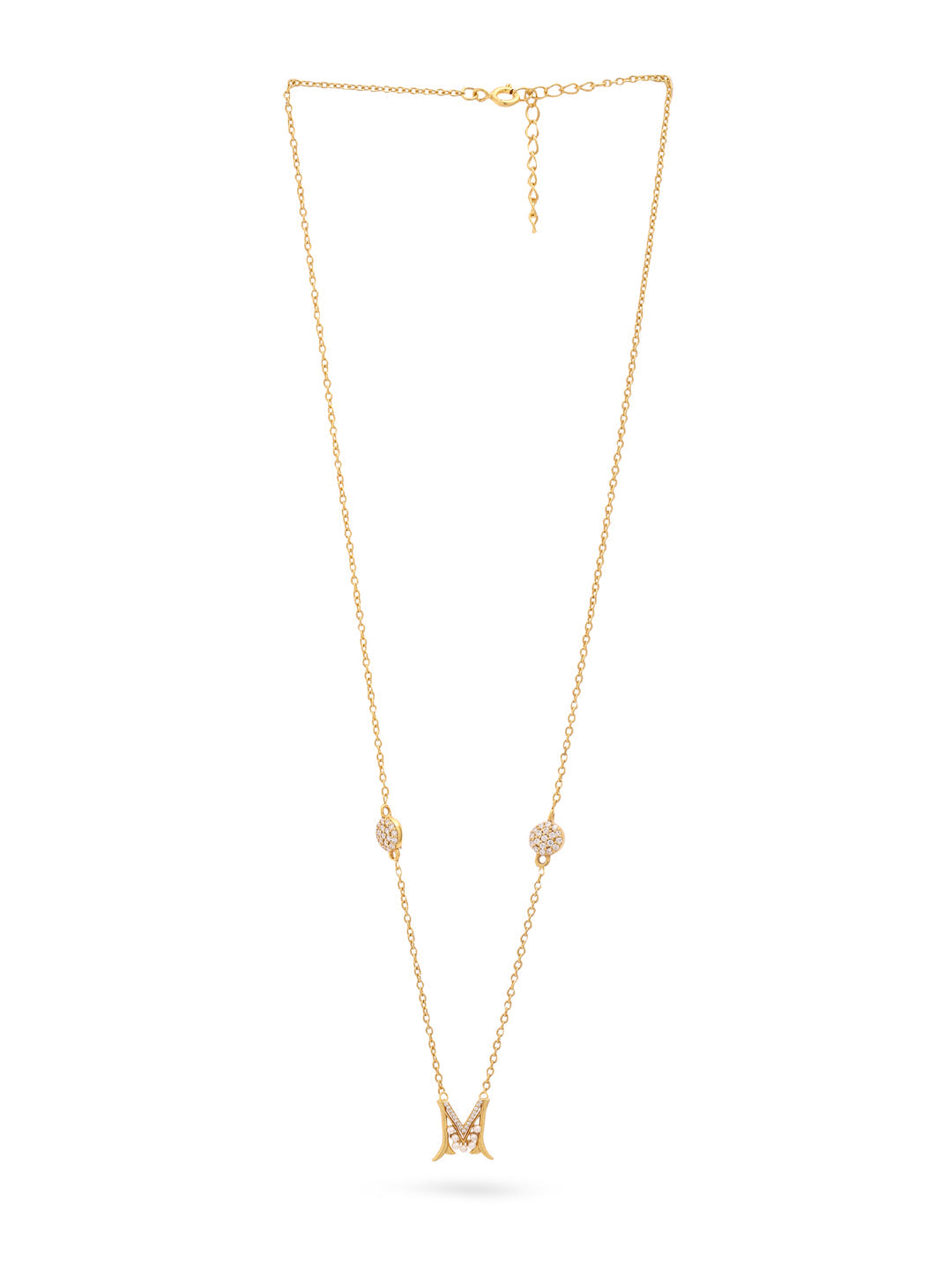 Pearl Gold-plated Elegant 'M' Alphabet Pendant 925 Sterling Silver Pendant For Women