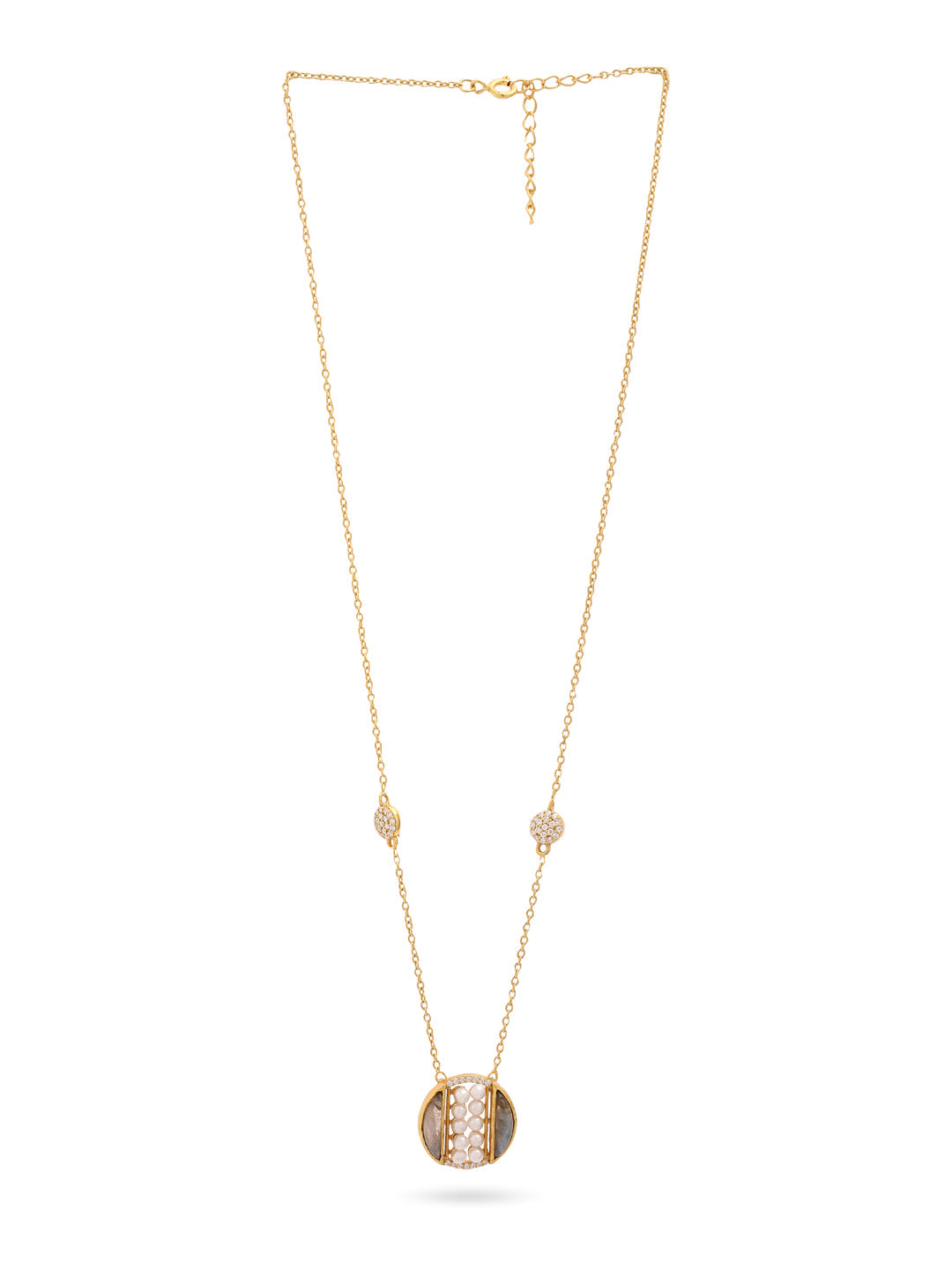 Labradorite Pearl Gold-plated Charming 'O' Alphabet Pendant For Women