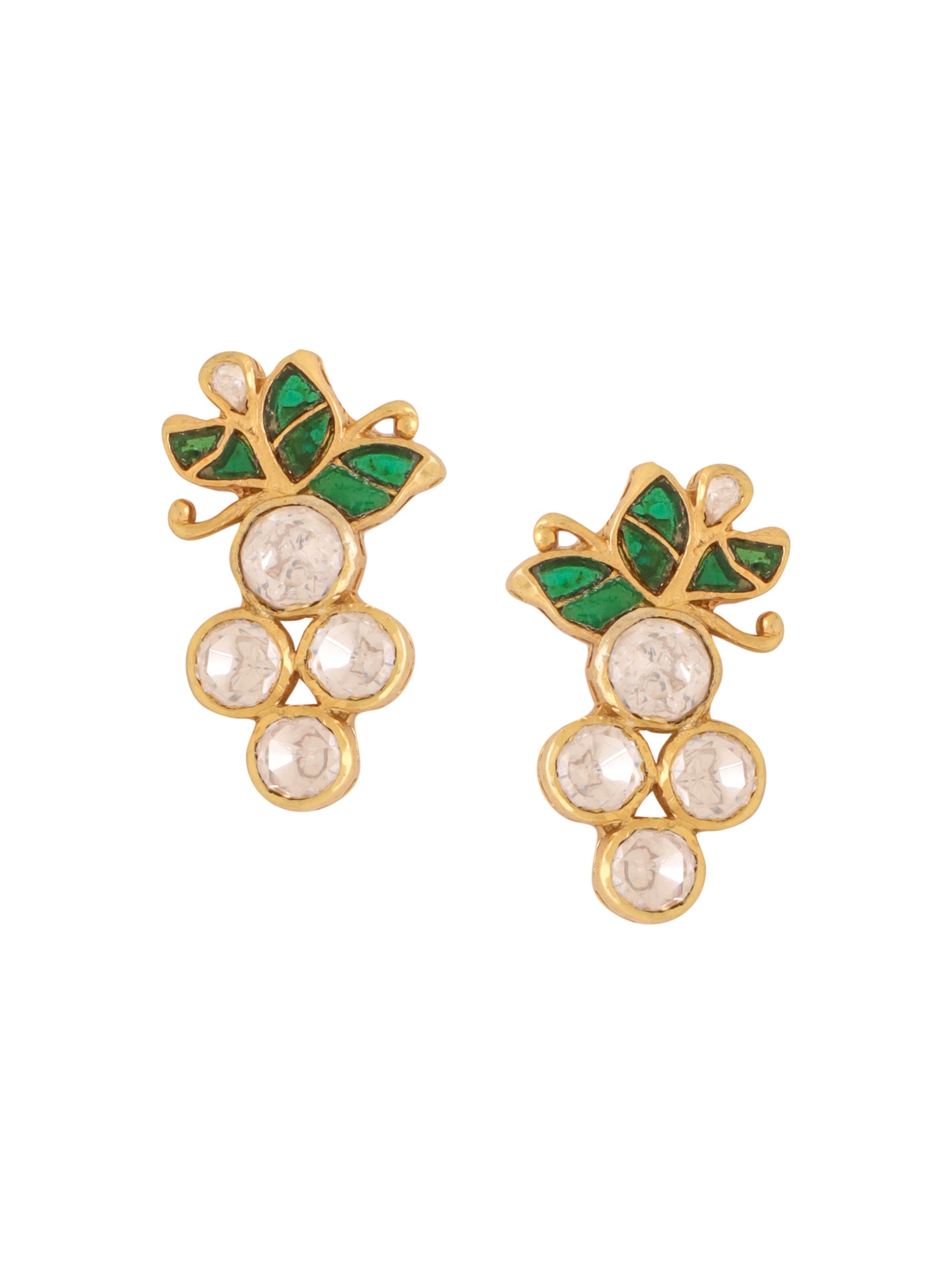 Polki Verdant Floral Charm 925 Sterling Silver Earrings For Women
