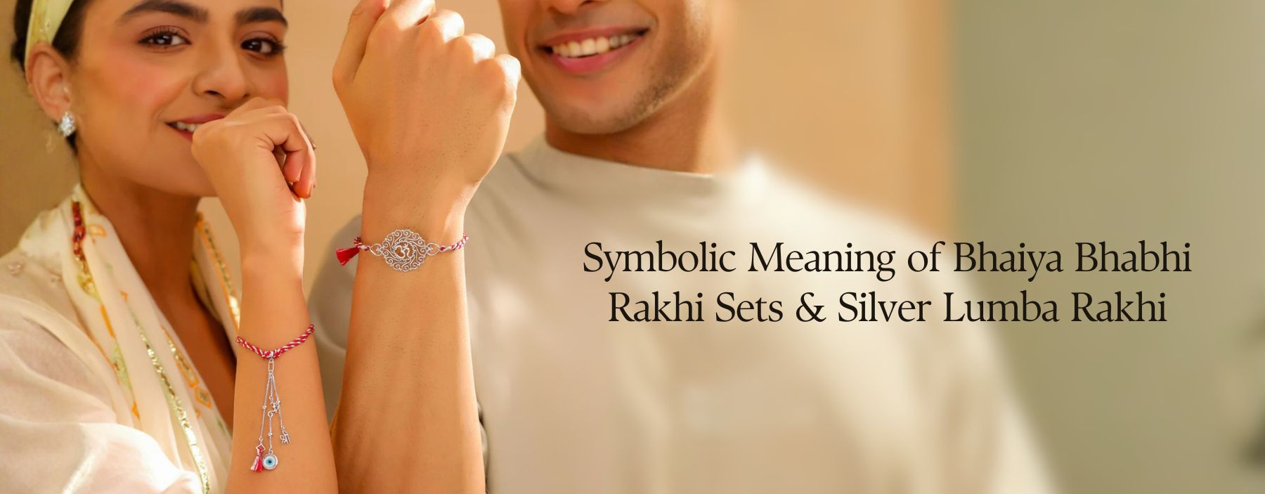 Elegant pure silver Bhaiya Bhabhi Rakhi set with traditional Lumba Rakhi design symbolizing love, protection, and festive Raksha Bandhan traditions.