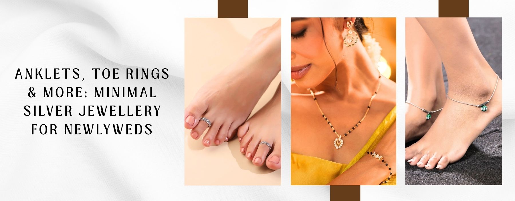 Minimal silver anklets and toe rings styled for newlyweds with elegant everyday silver jewellery