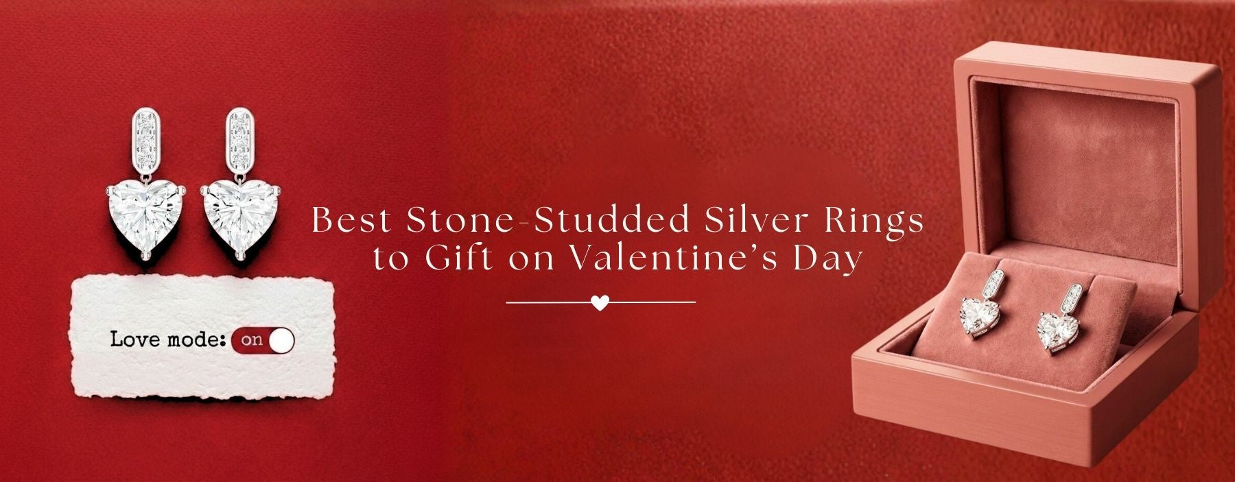 Stone-studded silver rings in elegant designs, perfect for gifting on Valentine’s Day.