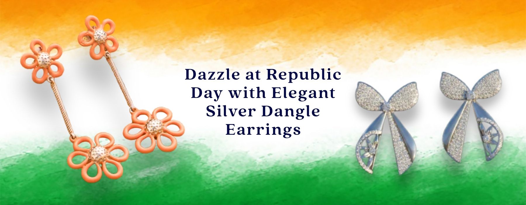 Elegant silver dangle earrings styled for Republic Day celebrations with festive ethnic outfits.