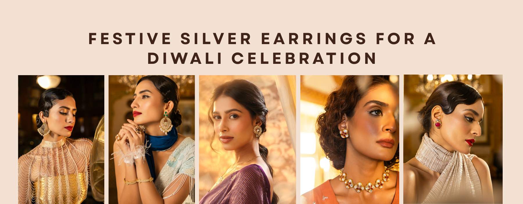 Pair of festive silver earrings designed for Diwali celebrations, featuring intricate patterns and sparkling details to complement traditional outfits.