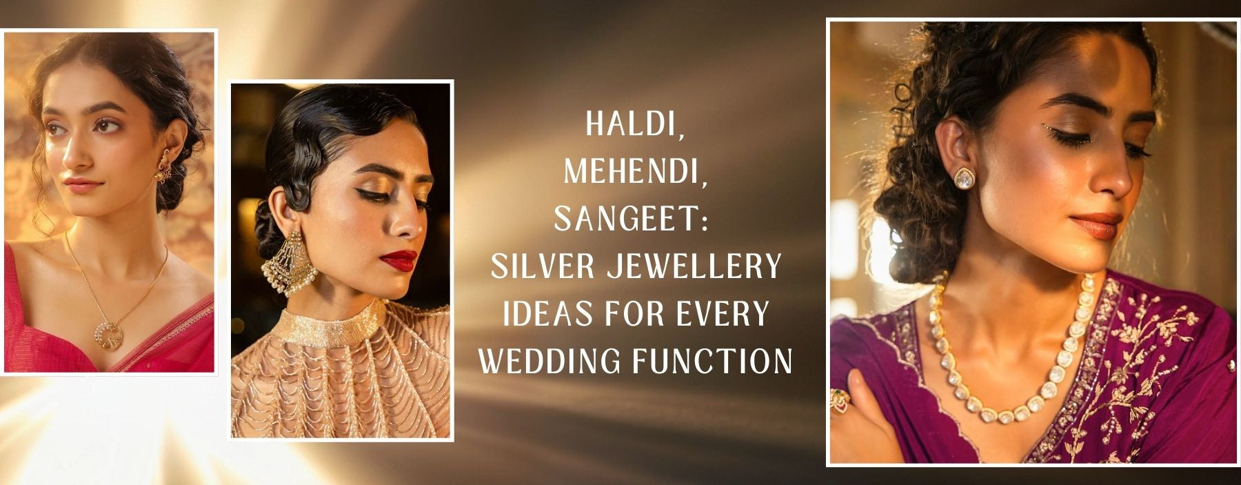 Bridal silver jewellery styled for Haldi, Mehendi, and Sangeet wedding functions