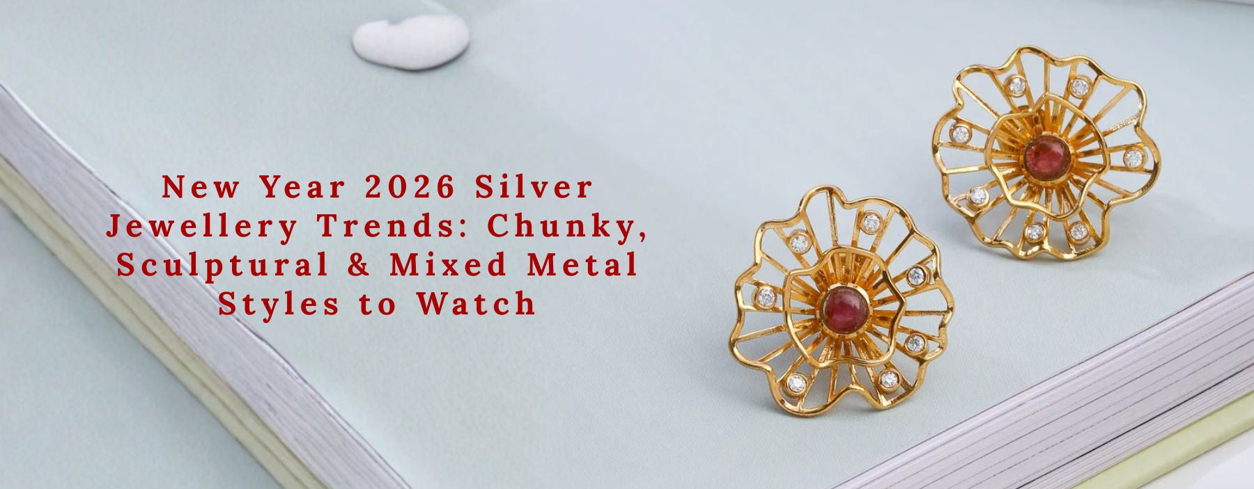 New Year 2026 silver jewellery trends featuring chunky rings, sculptural designs, and mixed metal styles perfect for modern festive looks.