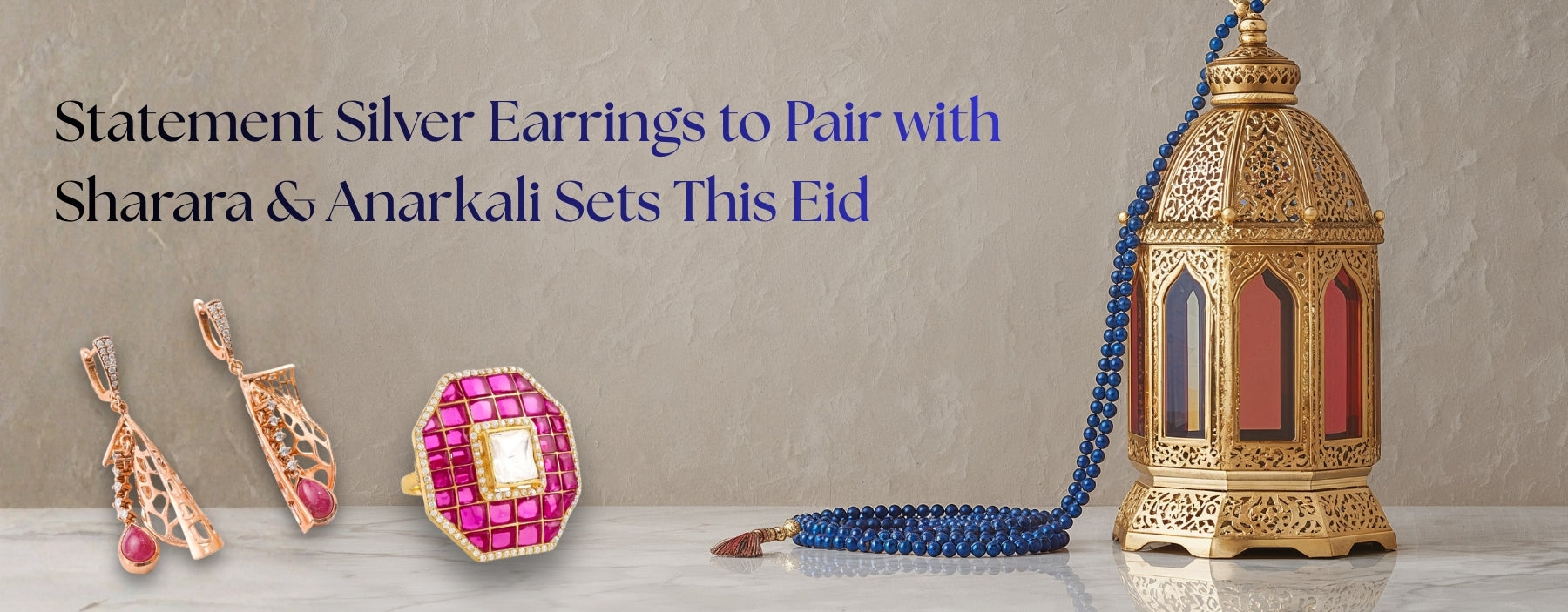 Statement silver earrings styled to complement sharara and Anarkali sets for Eid celebrations.