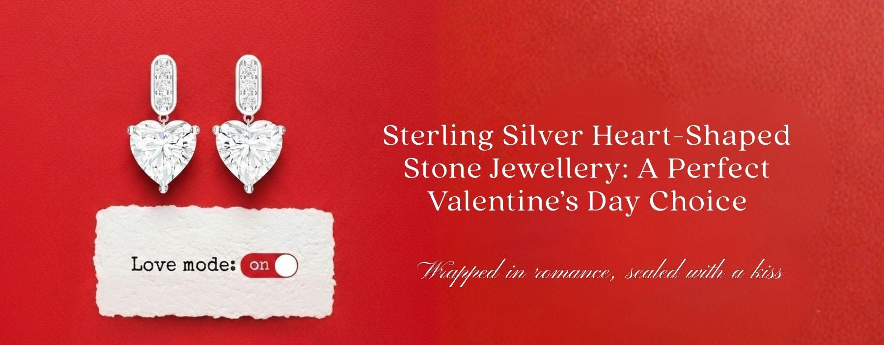 Sterling silver heart-shaped stone jewellery styled for a romantic Valentine’s Day look