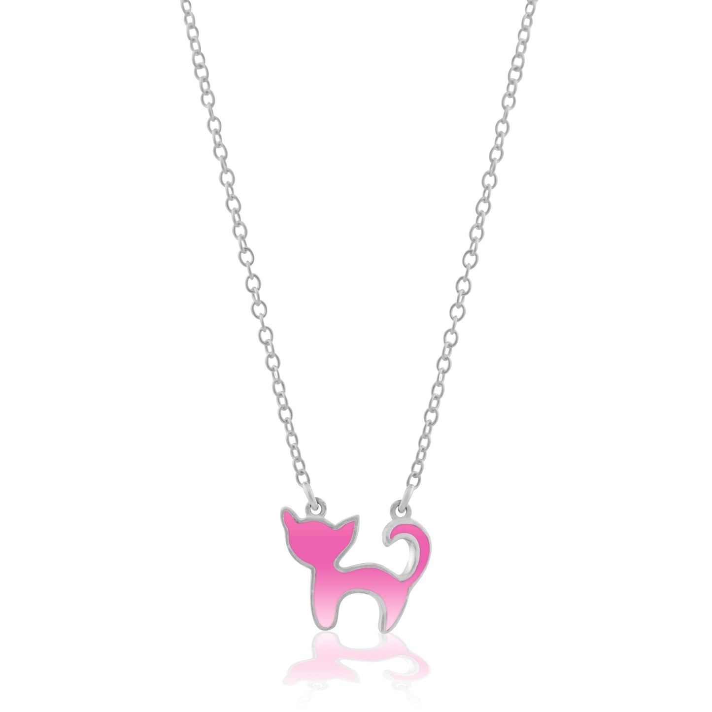 The Enamel Kitty Bliss: Whimsical Pendant and Chain Set