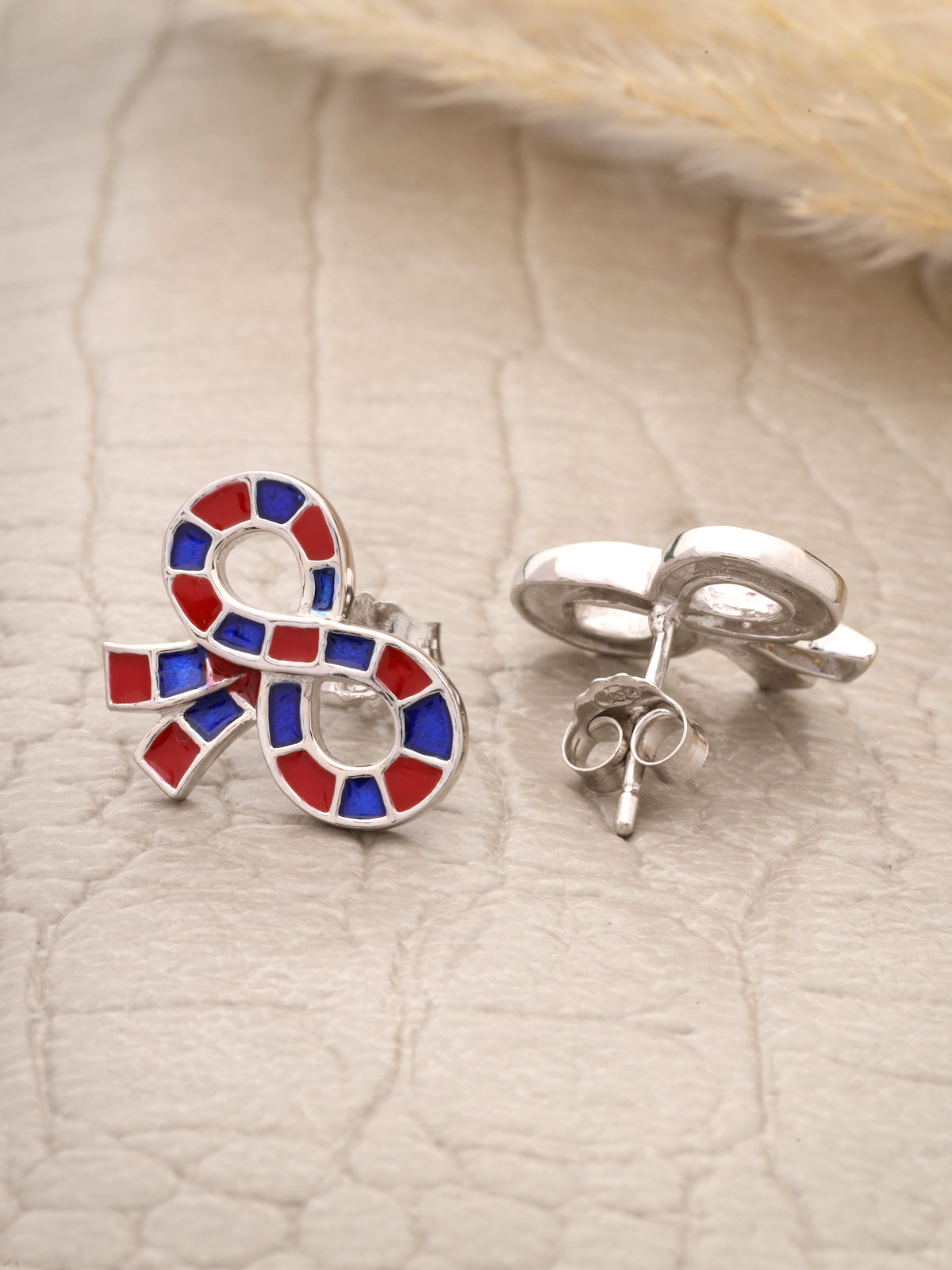 Minimalist Stud Earrings in 925 Sterling Silver with Rhodium Plating