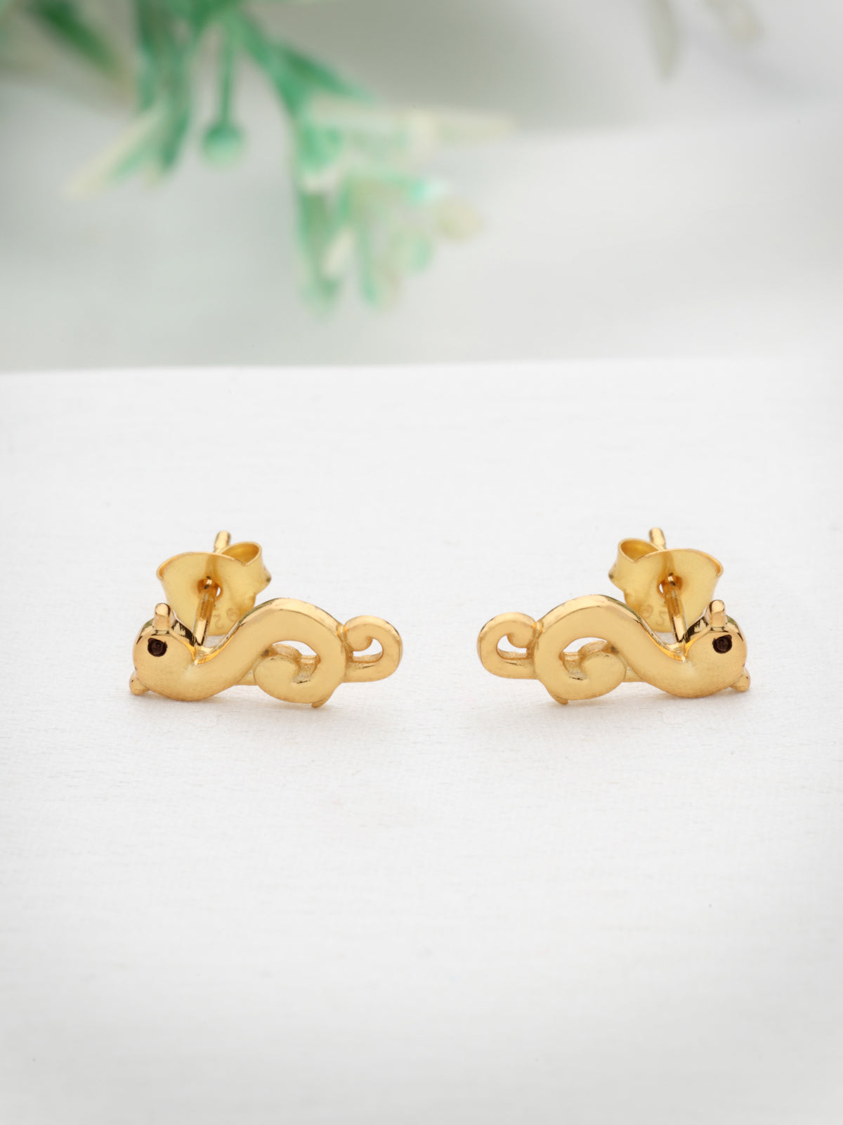 Minimalist Stud Earrings in 925 Sterling Silver with Gold Plating