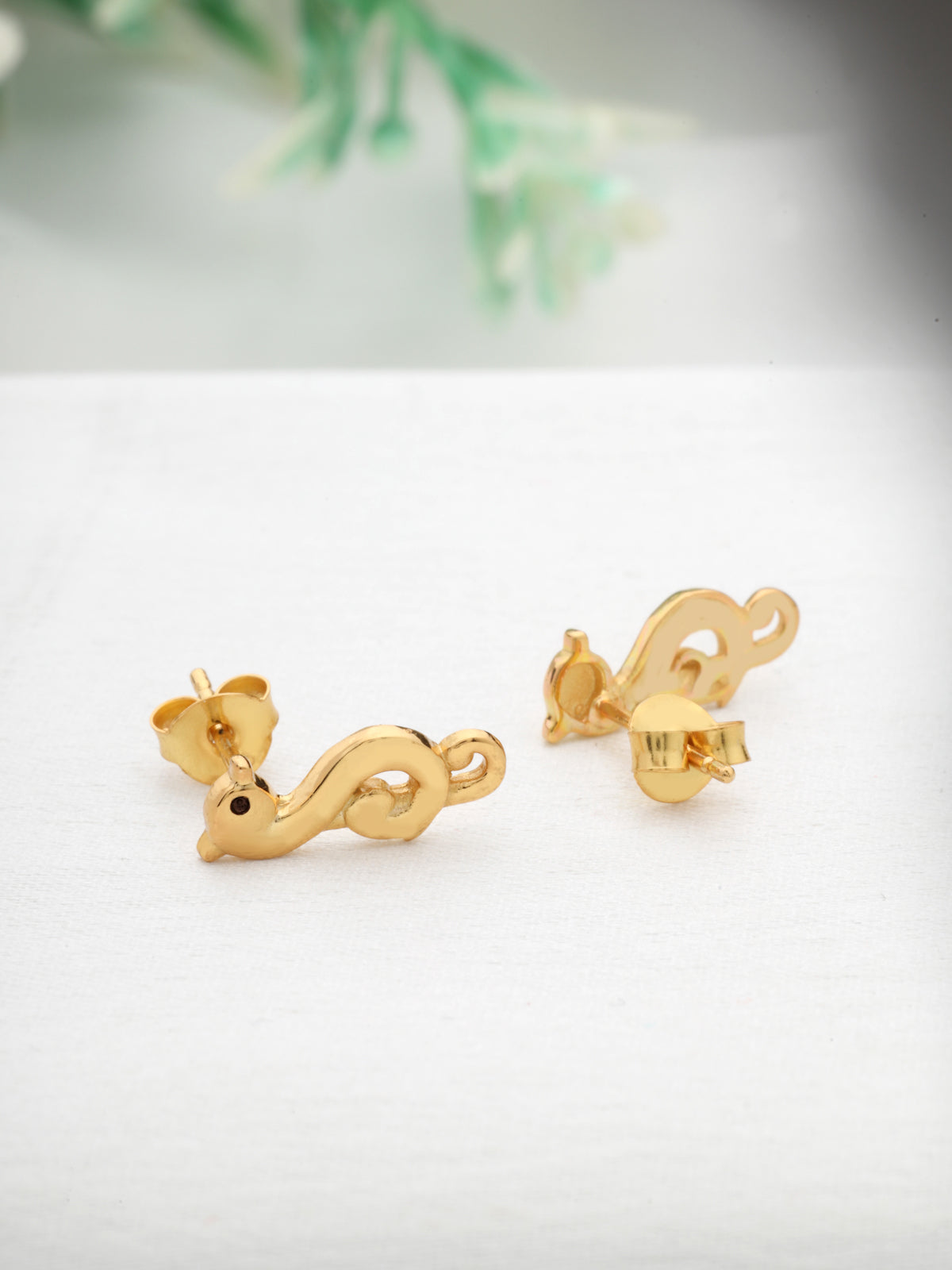 Minimalist Stud Earrings in 925 Sterling Silver with Gold Plating