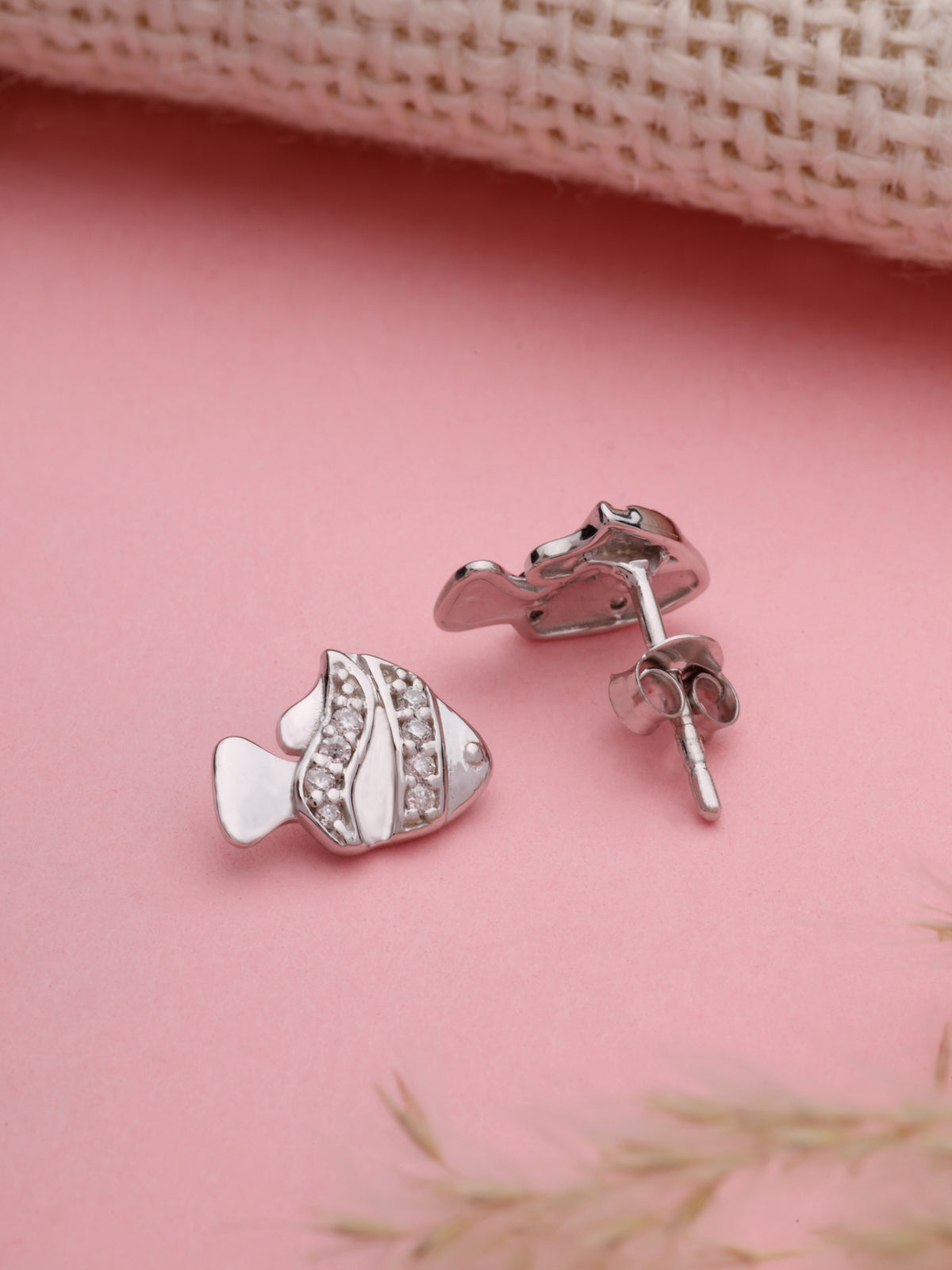 Moissanite Stud Earrings in 925 Sterling Silver with Rhodium Plating