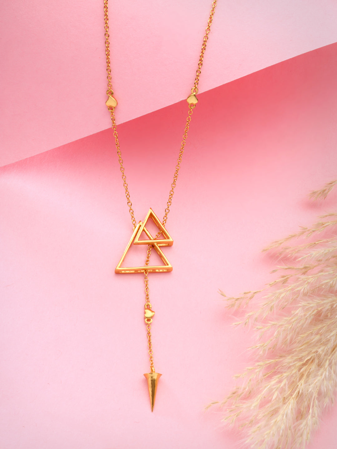 24K Gold Plating Triangles and Cone Shape Elysian 925 Sterling Silver Pendant For Women