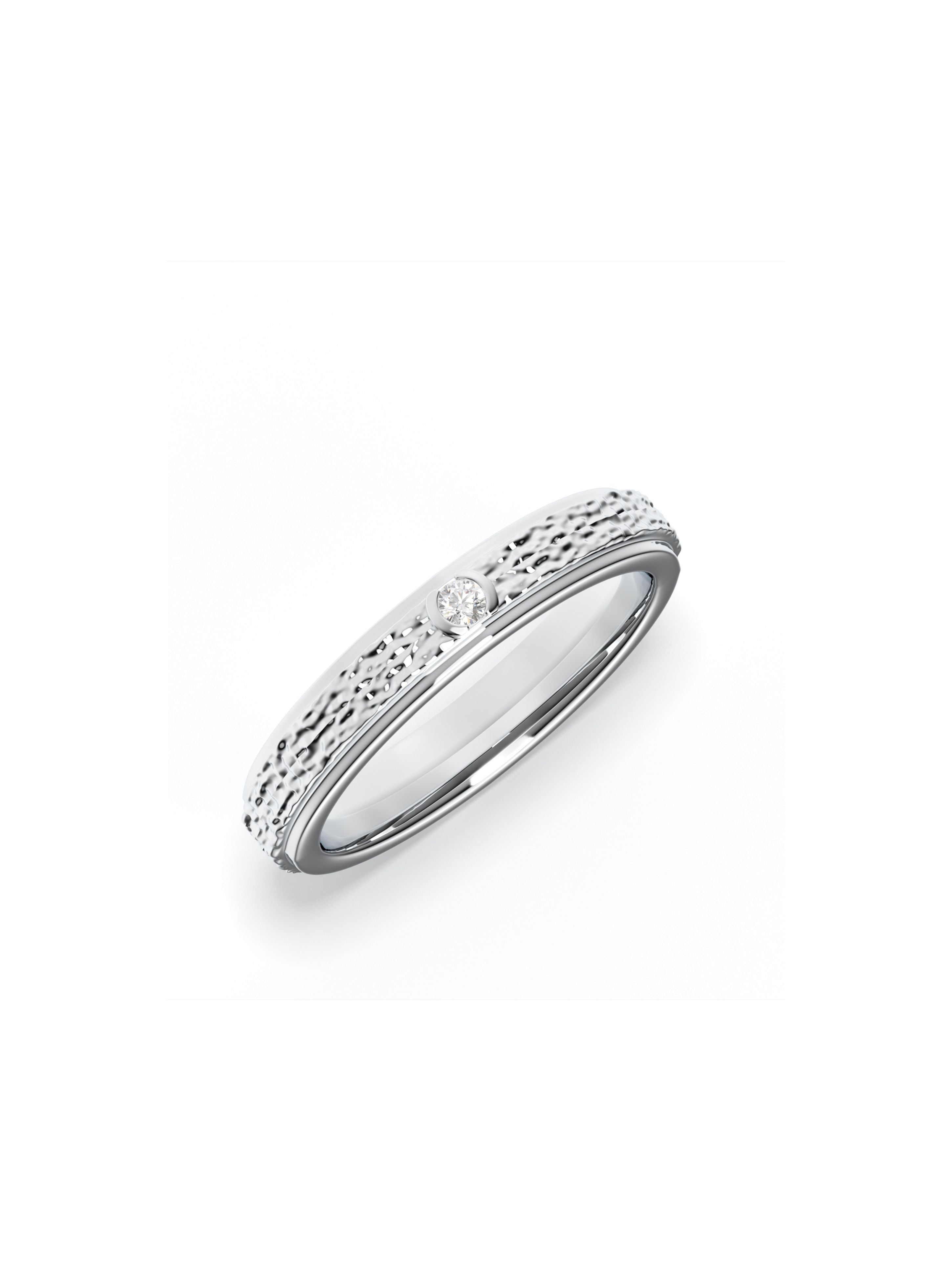 Moissanite Textured Silver  925 Sterling Silver Spinner Ring For Men