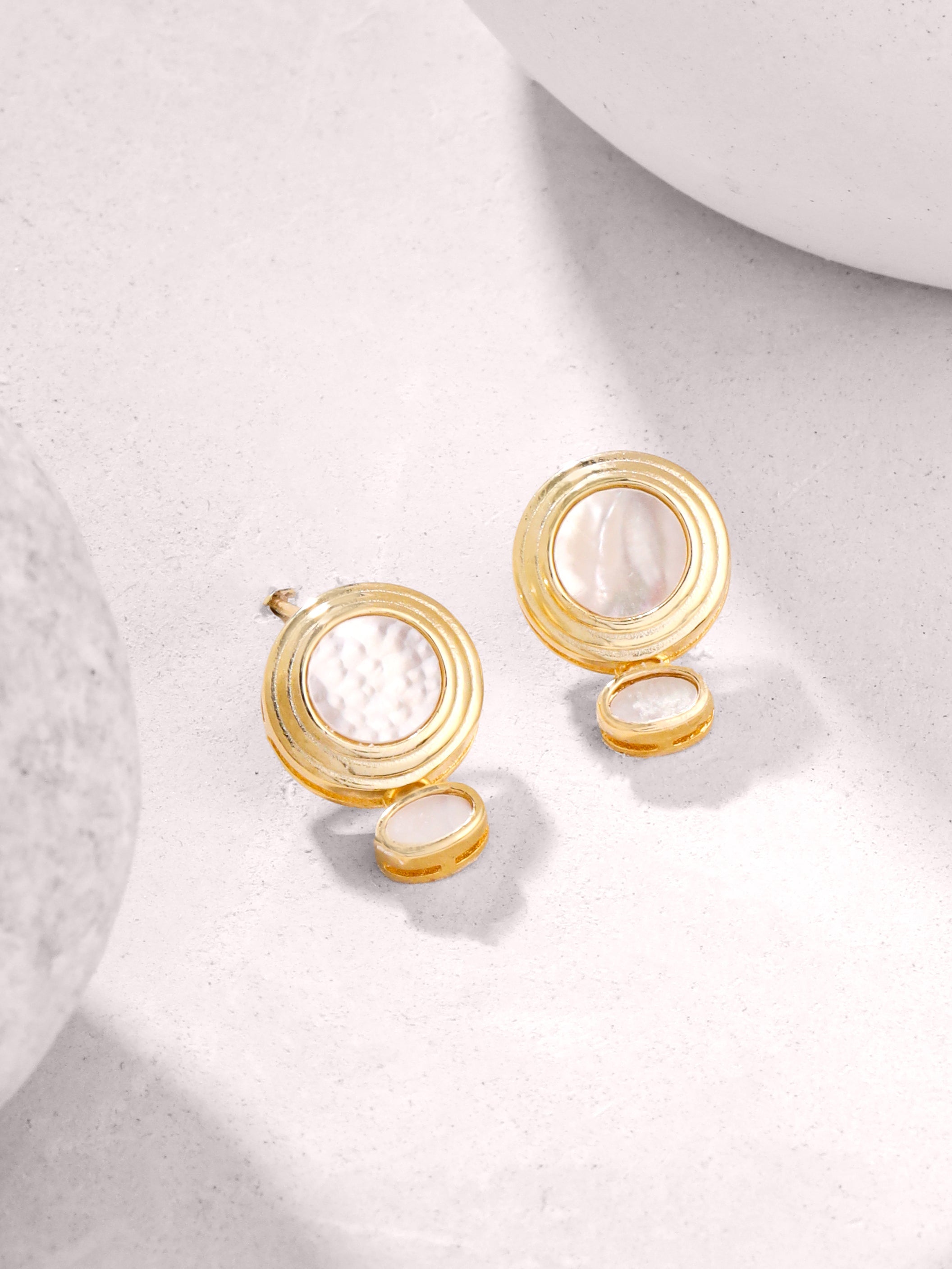 Syra Collection 24k Gold Abstract Geometric Mother of Pearl Earrings