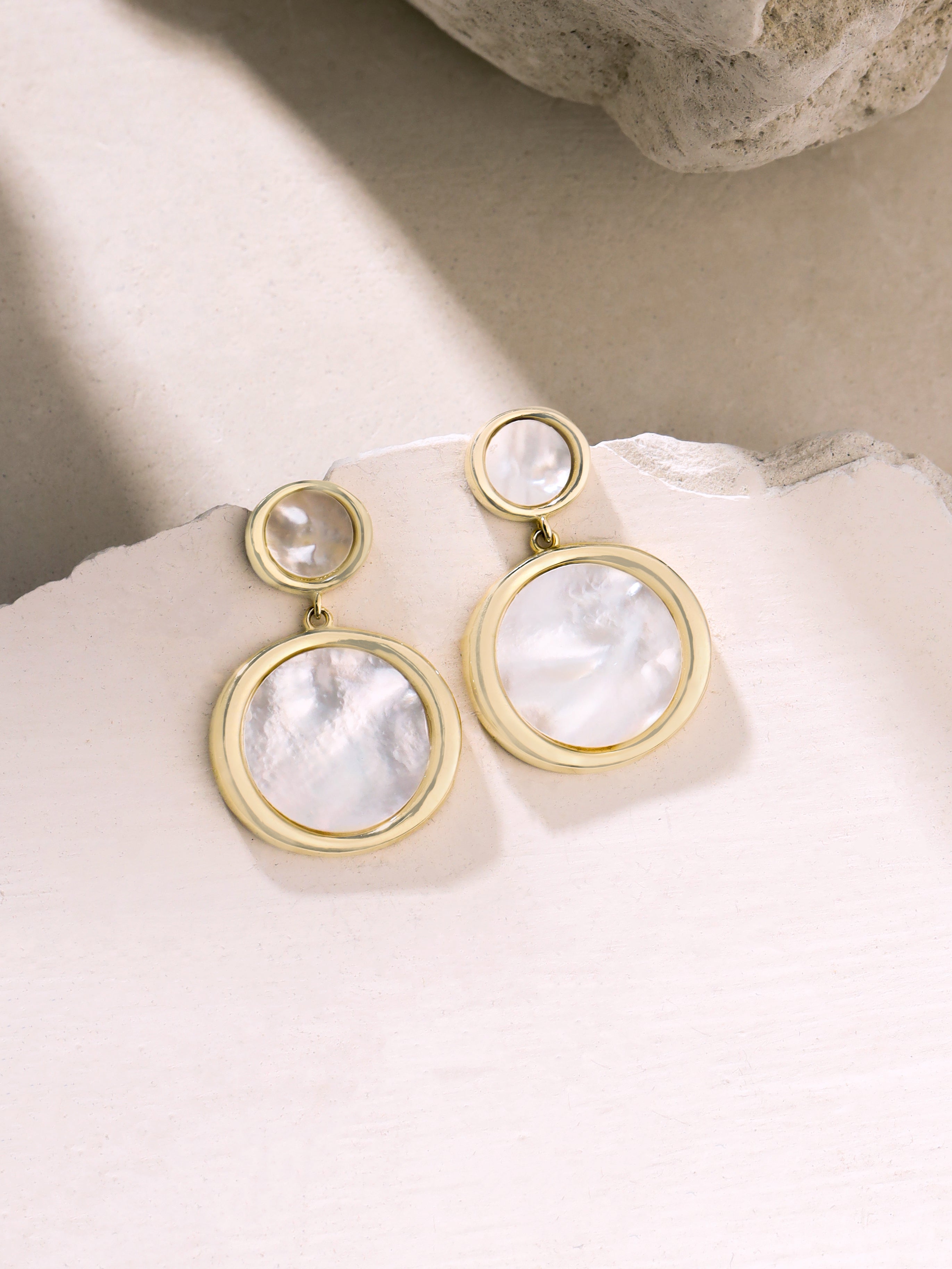 Mother of Pearl Earrings Syra Collection Rose Gold Multi-Size