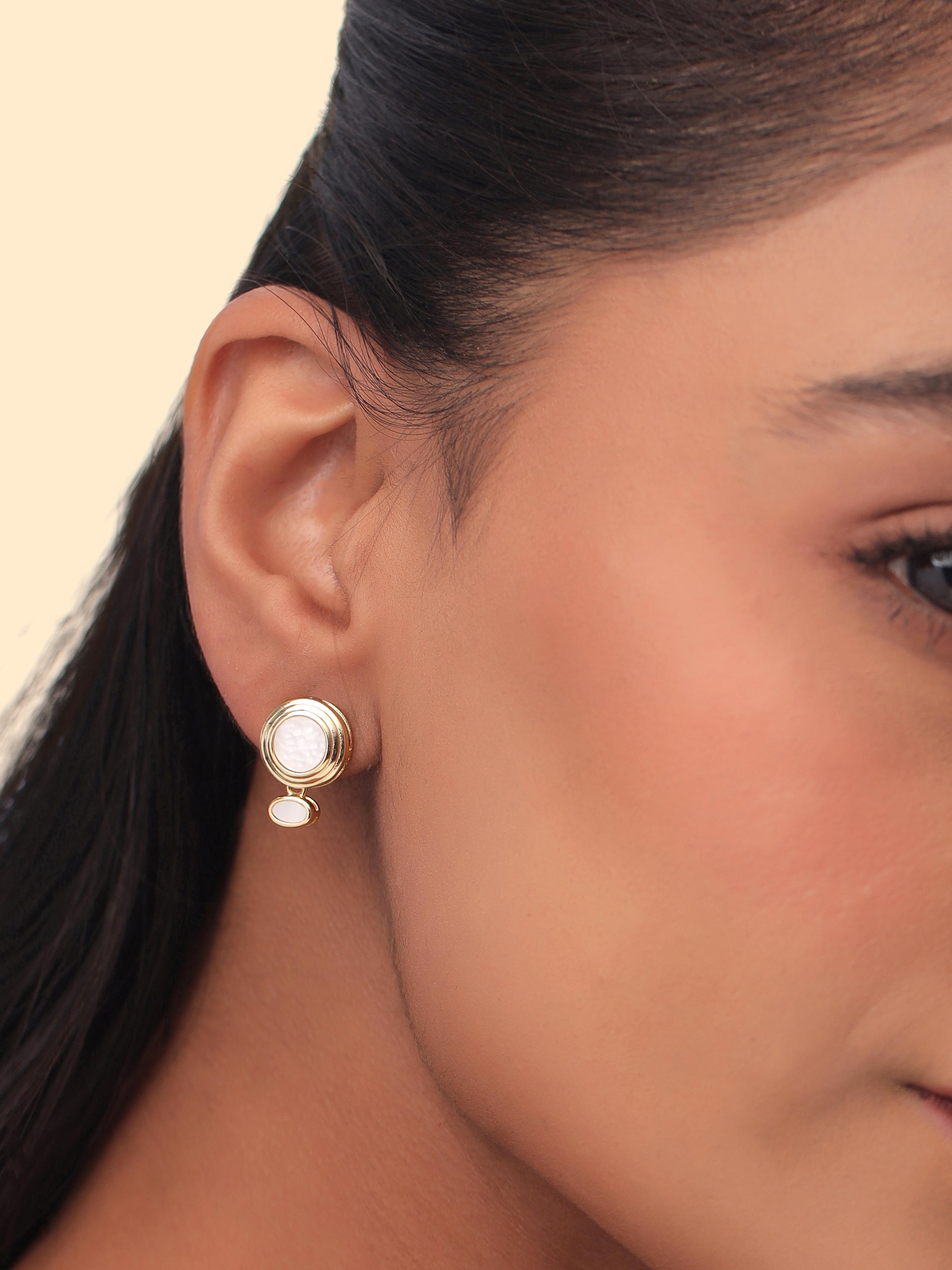 Syra Collection 24k Gold Abstract Geometric Mother of Pearl Earrings