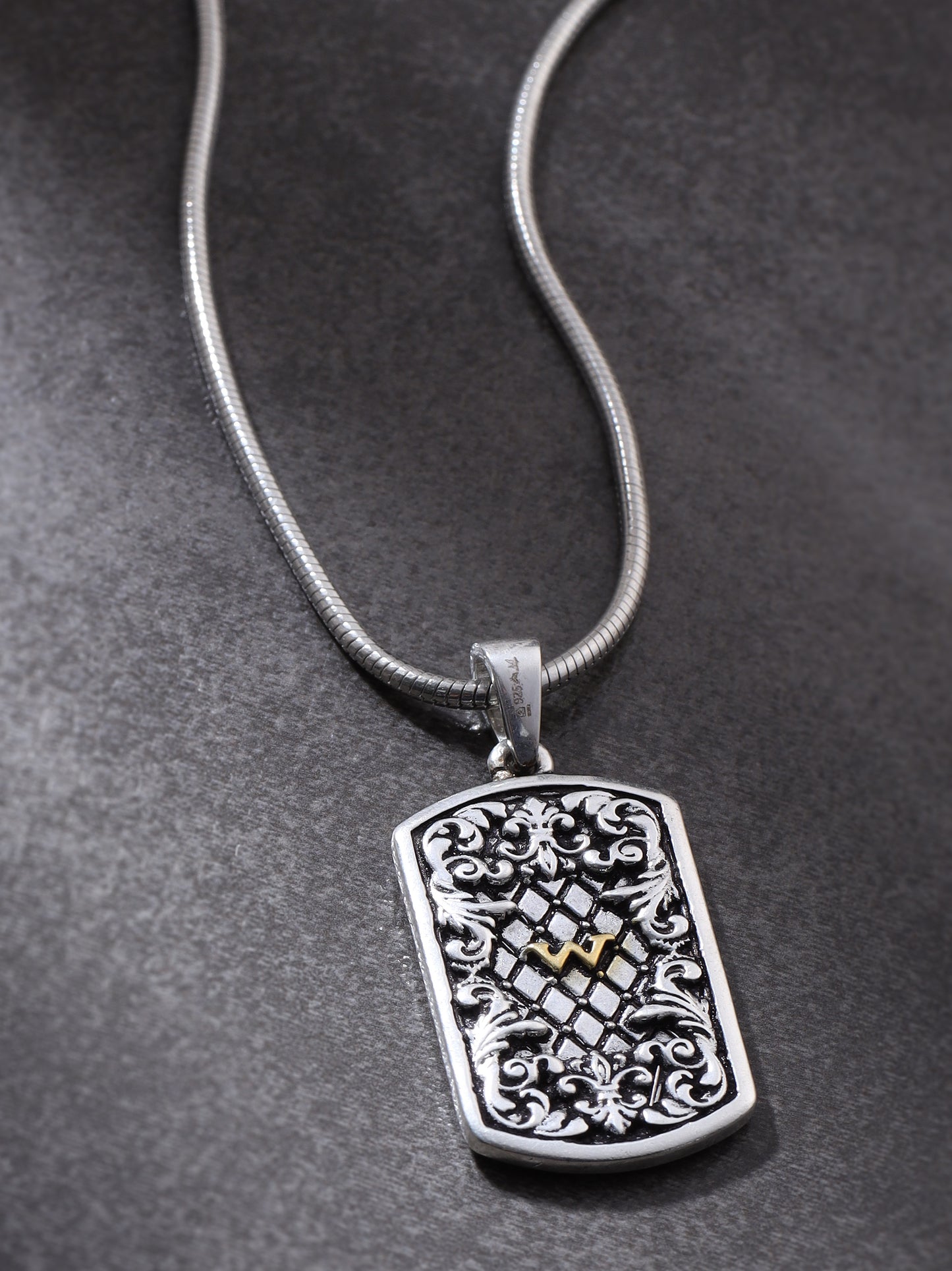 The Ornate Filigree Crest pendant with chain