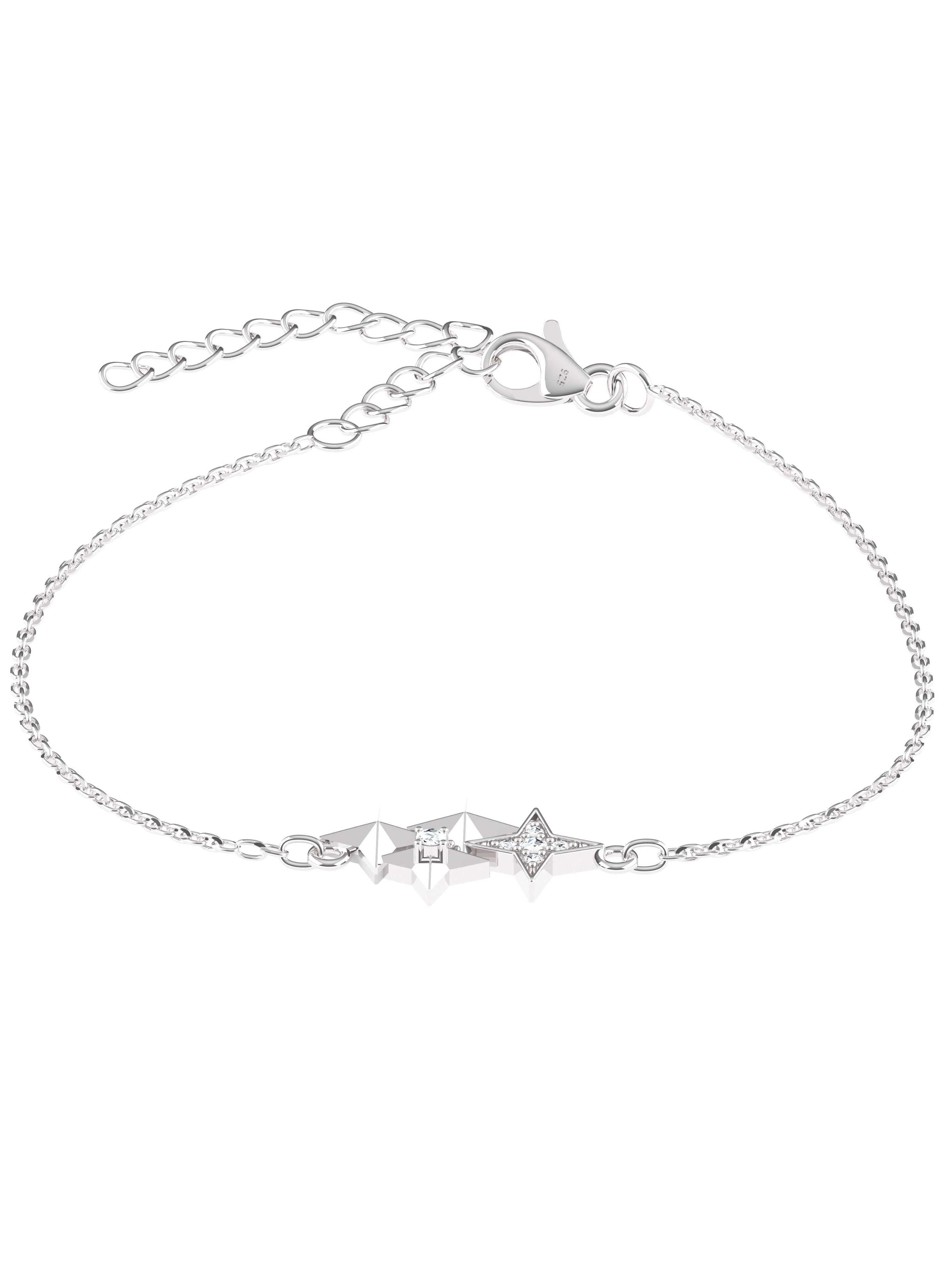 Celestial Trinity Moissanite Bracelet in 925 Sterling Silver