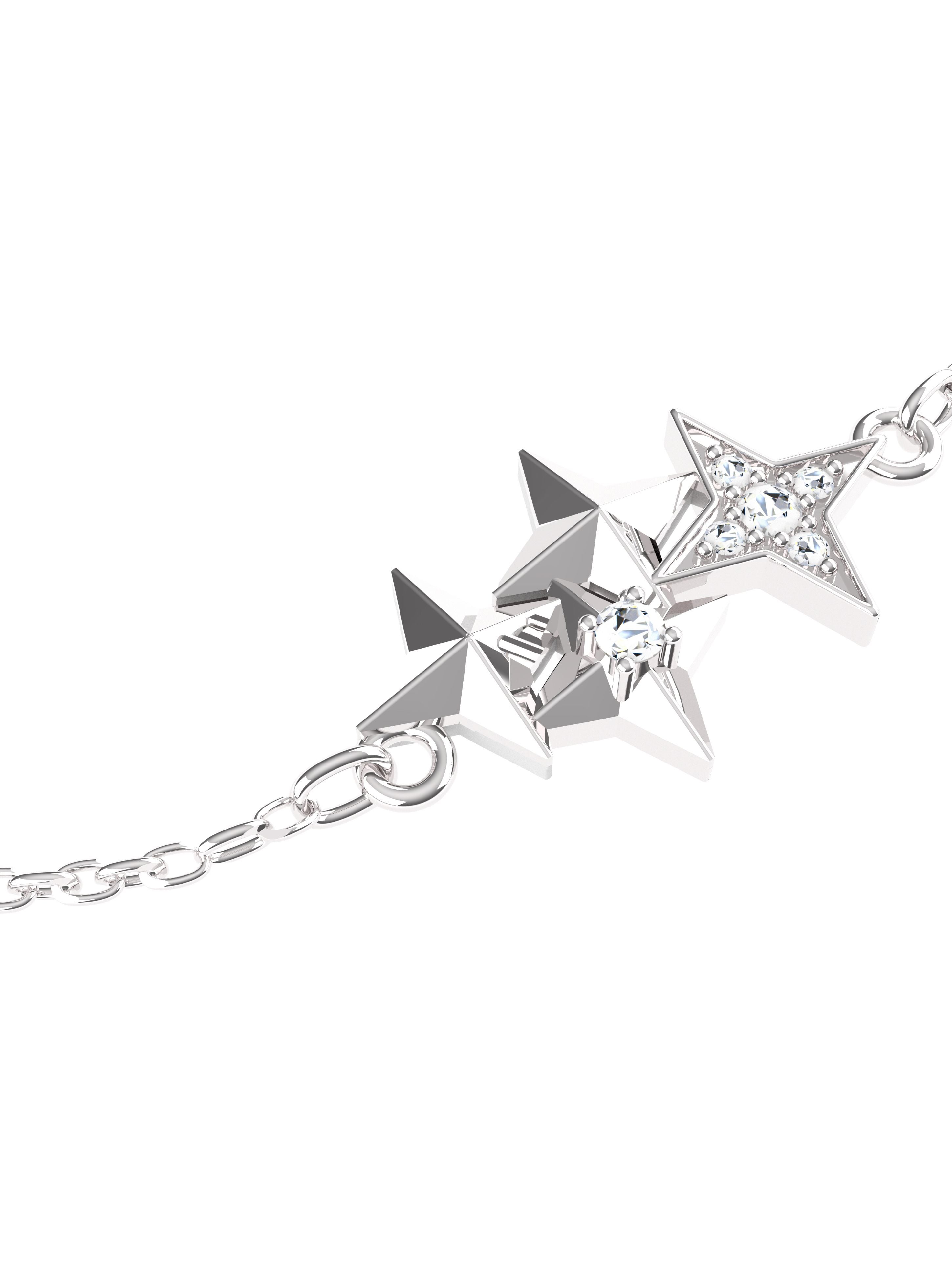 Celestial Trinity Moissanite Bracelet in 925 Sterling Silver
