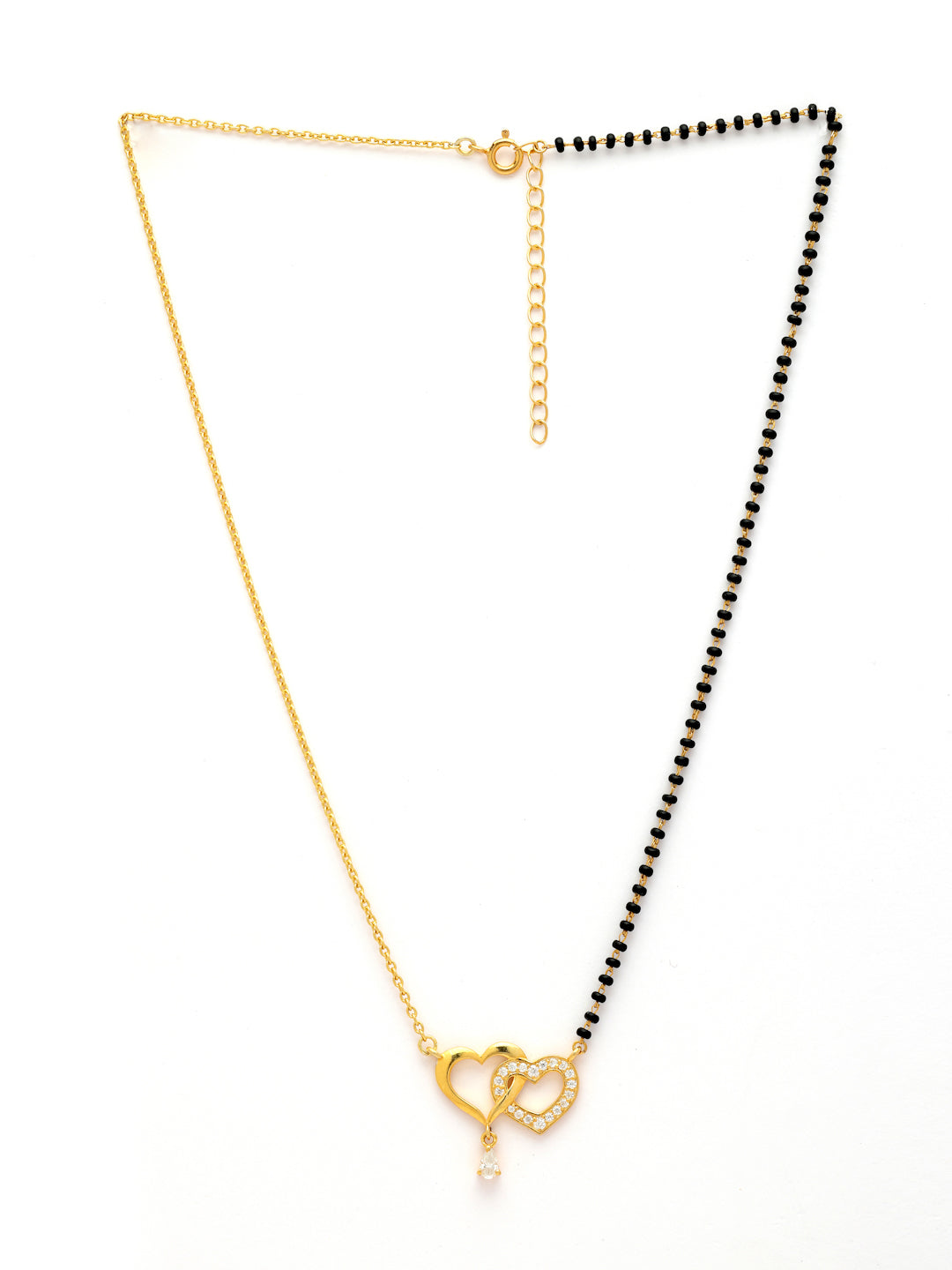 Gold-Plated Double Heart Moissanite Mangalsutra in 925 Sterling Silver