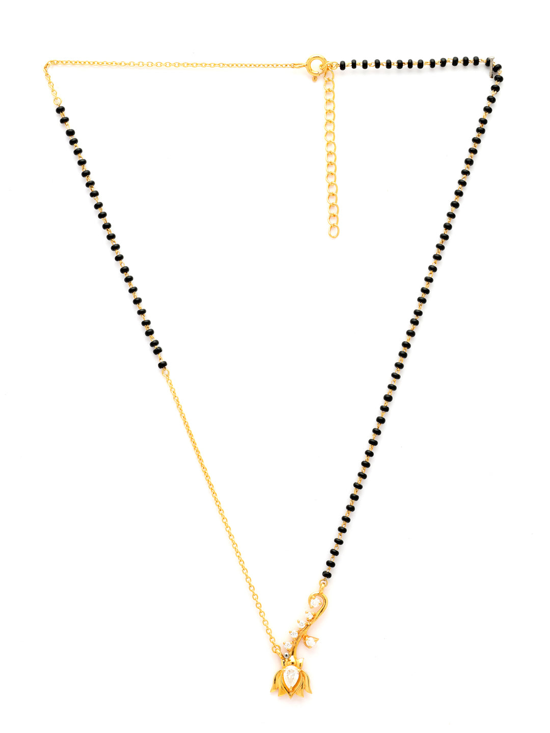 Gold-Plated Floral Vine Moissanite Mangalsutra in 925 Sterling Silver
